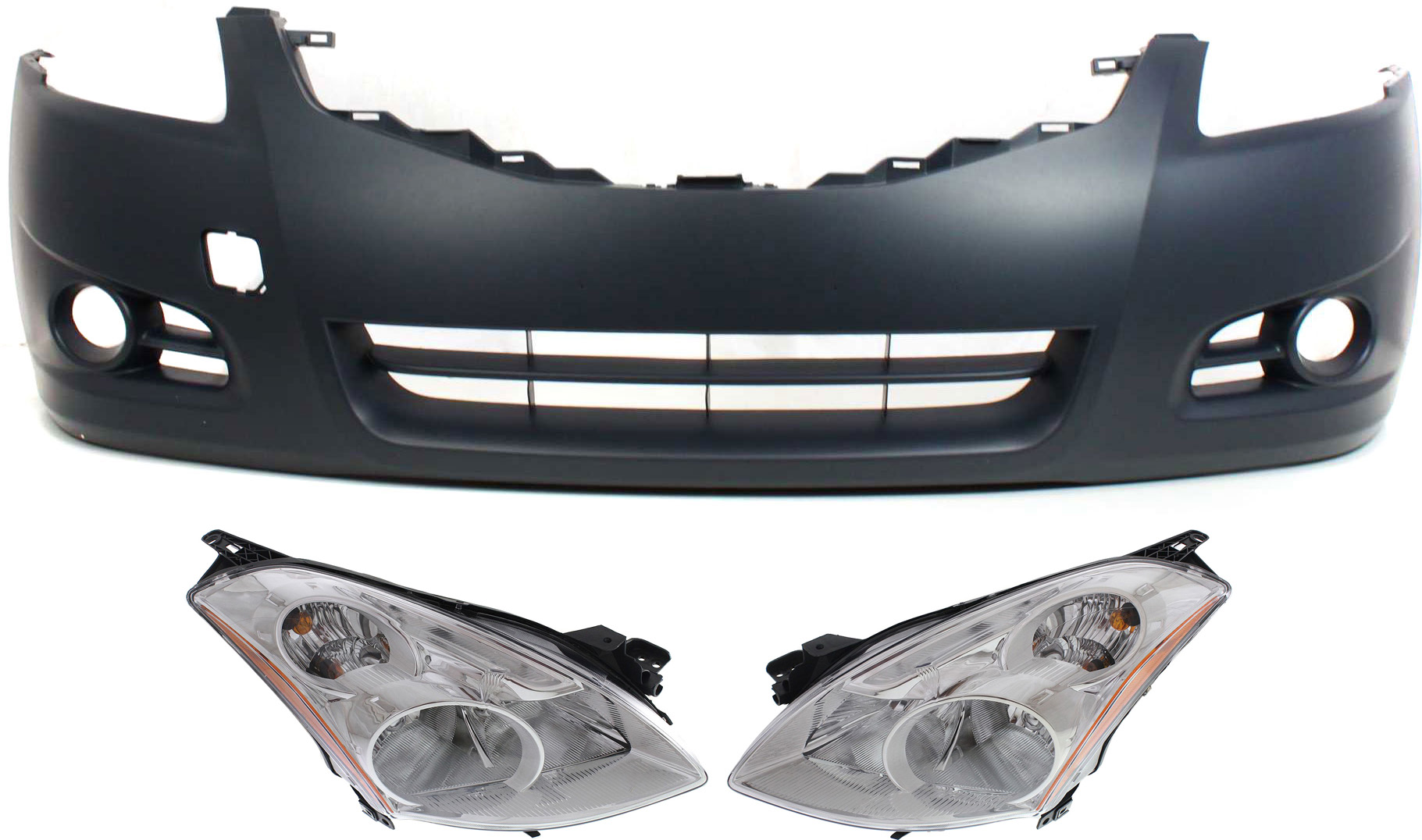 AM ALTIMA 10-12 HEAD LAMP RH AND LH Lens and Housing HID Xenon 3 pc Kit w Bumper Cover SKU KIT 031118-05 Partslink NI1000268 OEM 26010ZX20A PFM 26060ZX20A PFM