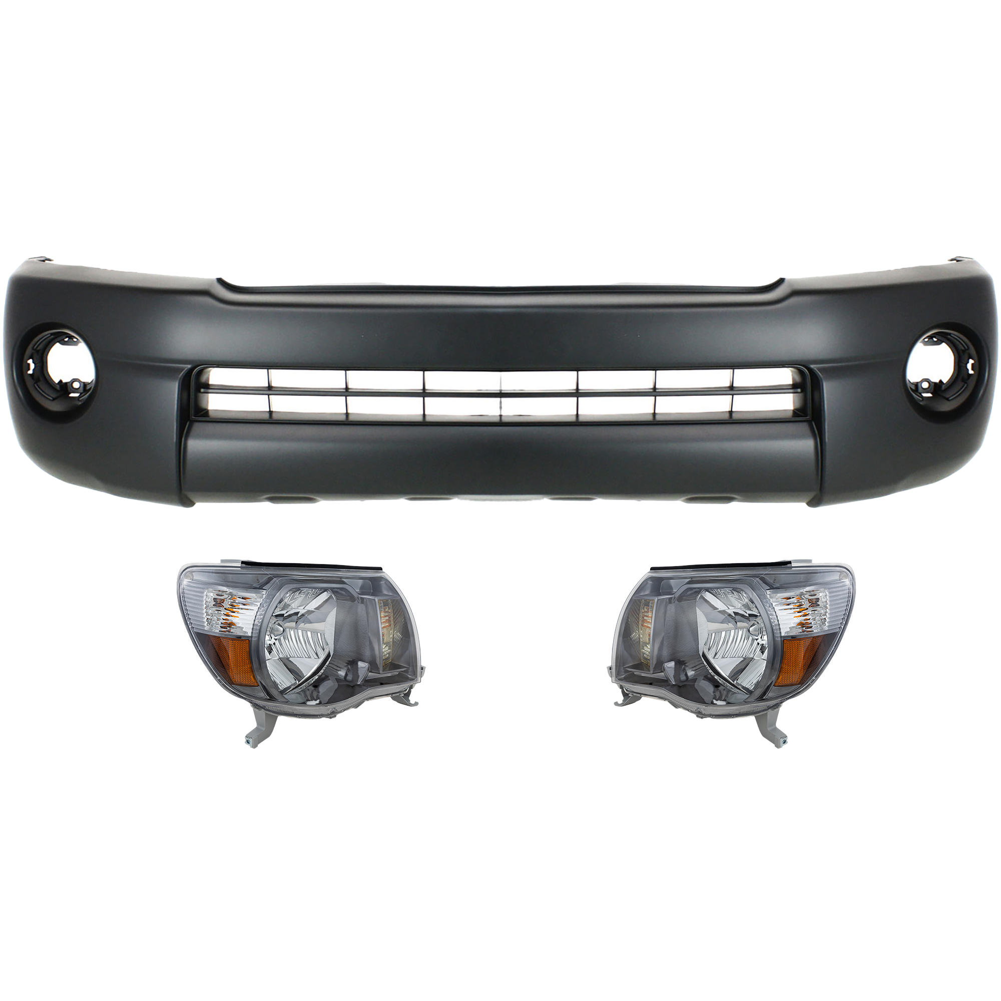 AM TACOMA 05-11 HEAD LAMP RH AND LH Assembly Halogen 3 pc Kit Base PreRunner Models with Bumper Cover SKU KIT 031118-86 Partslink TO2503181 TO2502181 TO1000302 OEM 8111004173-8115004173-52119040