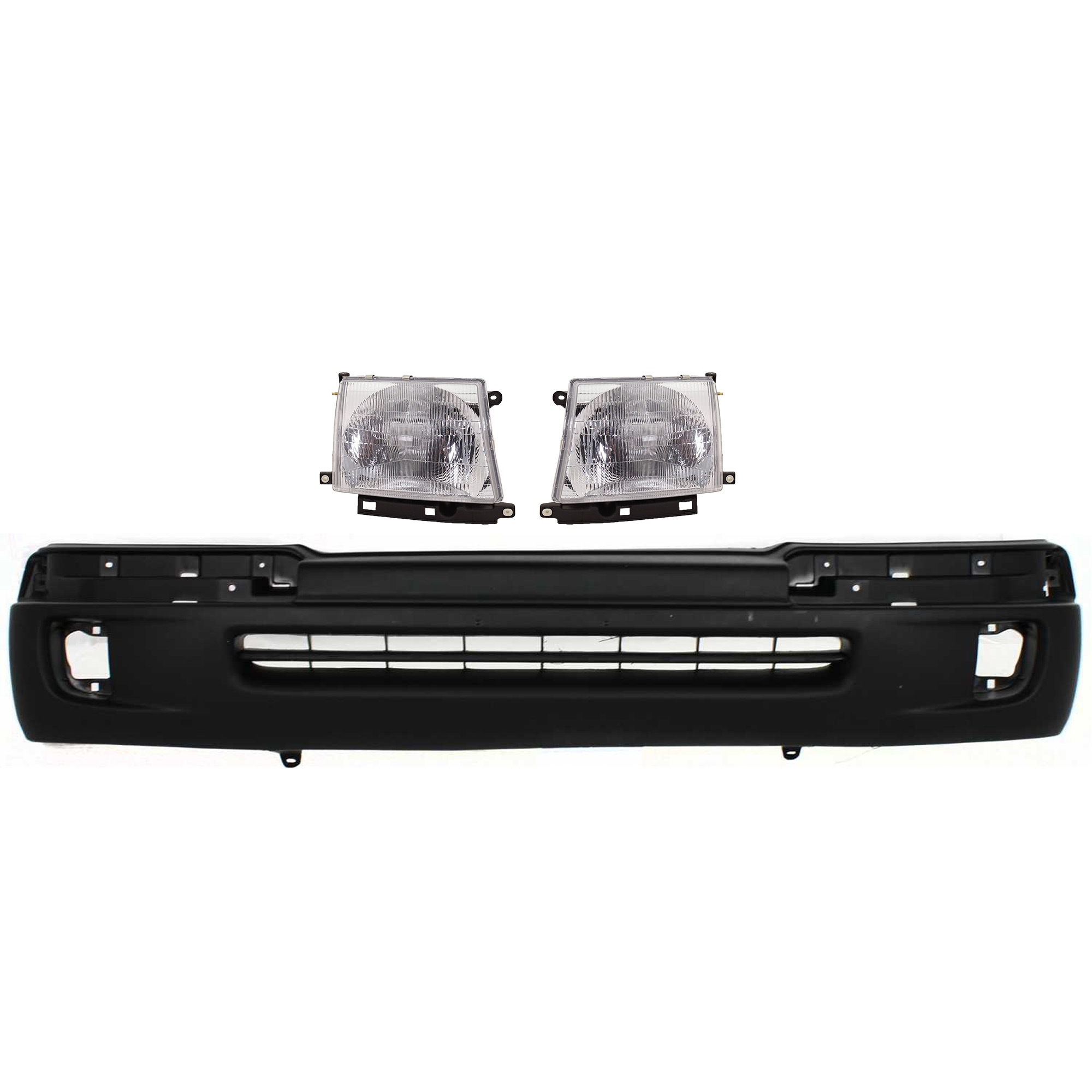 AM TACOMA 98-00 FRONT BUMPER COVER 3 pc Kit with Headlights SKU KIT 031118-94 Partslink TO1095173 TO2502120 TO2503120 OEM 5391104090-8115004090-81110040