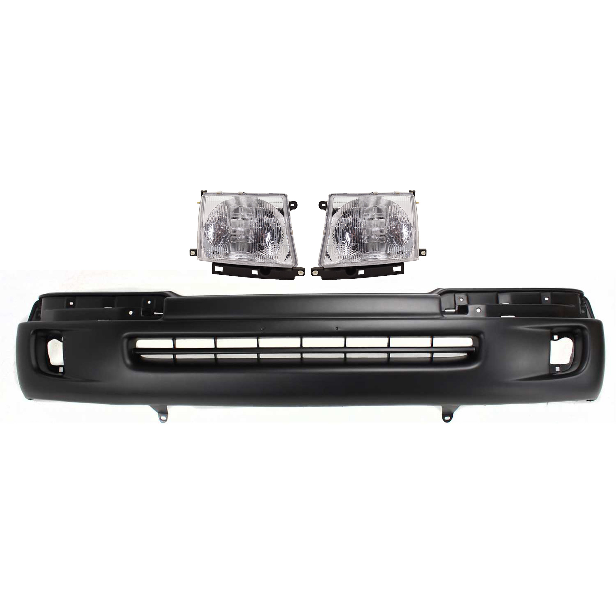 AM TACOMA 98-00 FRONT BUMPER COVER 3 pc Kit with Headlights 4WD RWD SKU KIT 031118-95 Partslink TO2502120 TO2503120 OEM 5391104090 PFM 8115004090-8111
