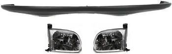 AM TUNDRA 00-04 FRONT BUMPER COVER 3 pc Kit with Headlights SKU KIT 031118-98 Partslink TO1000198 TO2502129 TO2503129 OEM 521190C010-811500C010-811100C0