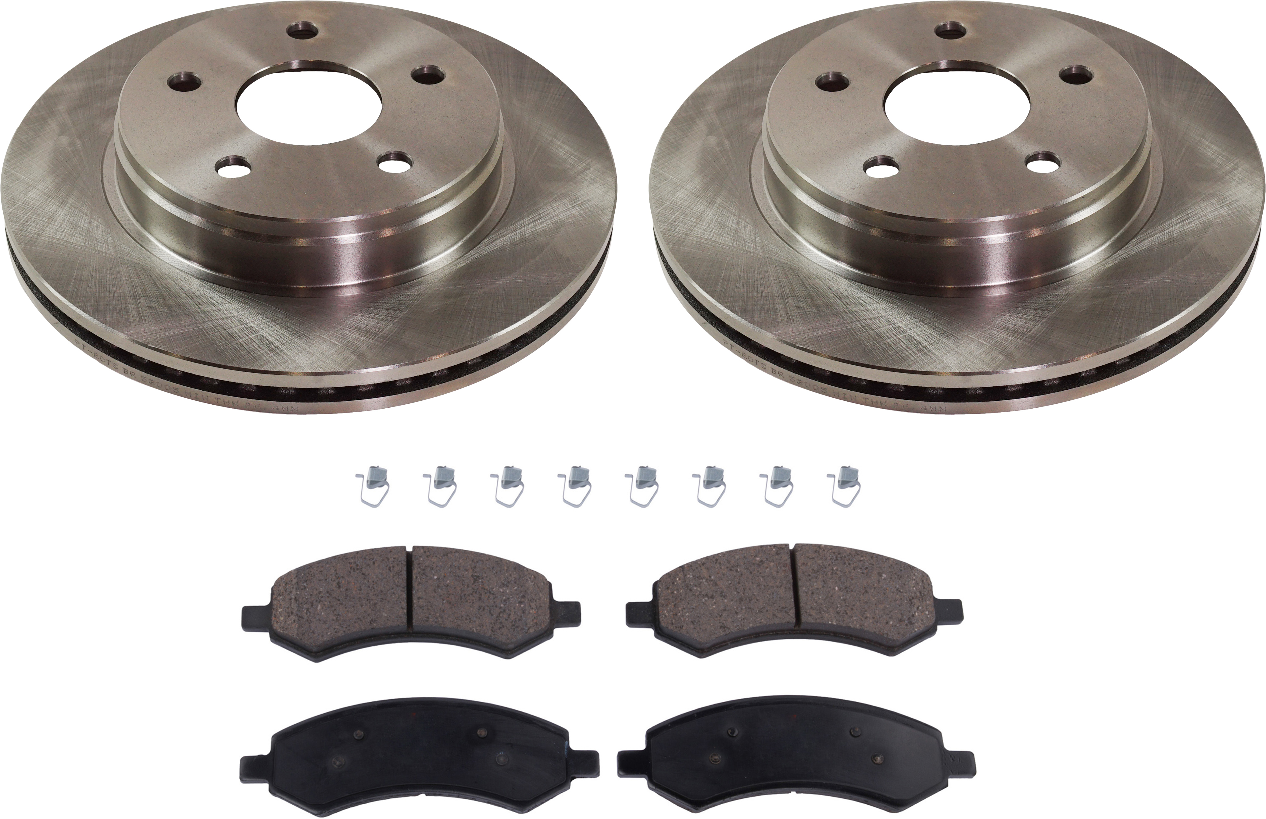AM DURANGO 07-09 RAM 1500-11-18 FRONT BRAKE DISC AND PAD KIT 4 pc Kit SKU KIT 031121-02-107 OEM 52010080AA 52010080AE 5143350A