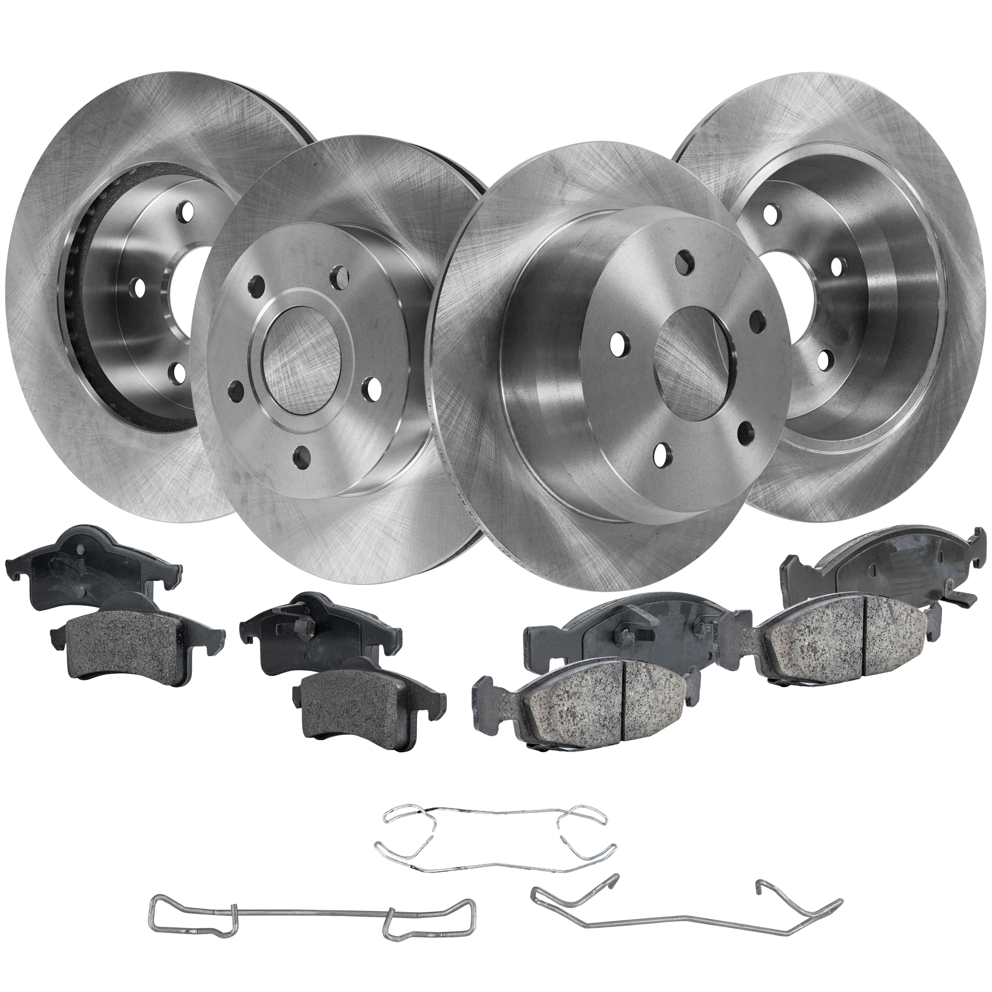 AM GRAND CHEROKEE 99-02 FRONT AND REAR BRAKE DISC AND PAD KIT 4 Wheel Set SKU KIT 031121-02-116 OEM 52098666-52098672-5011970AA 50