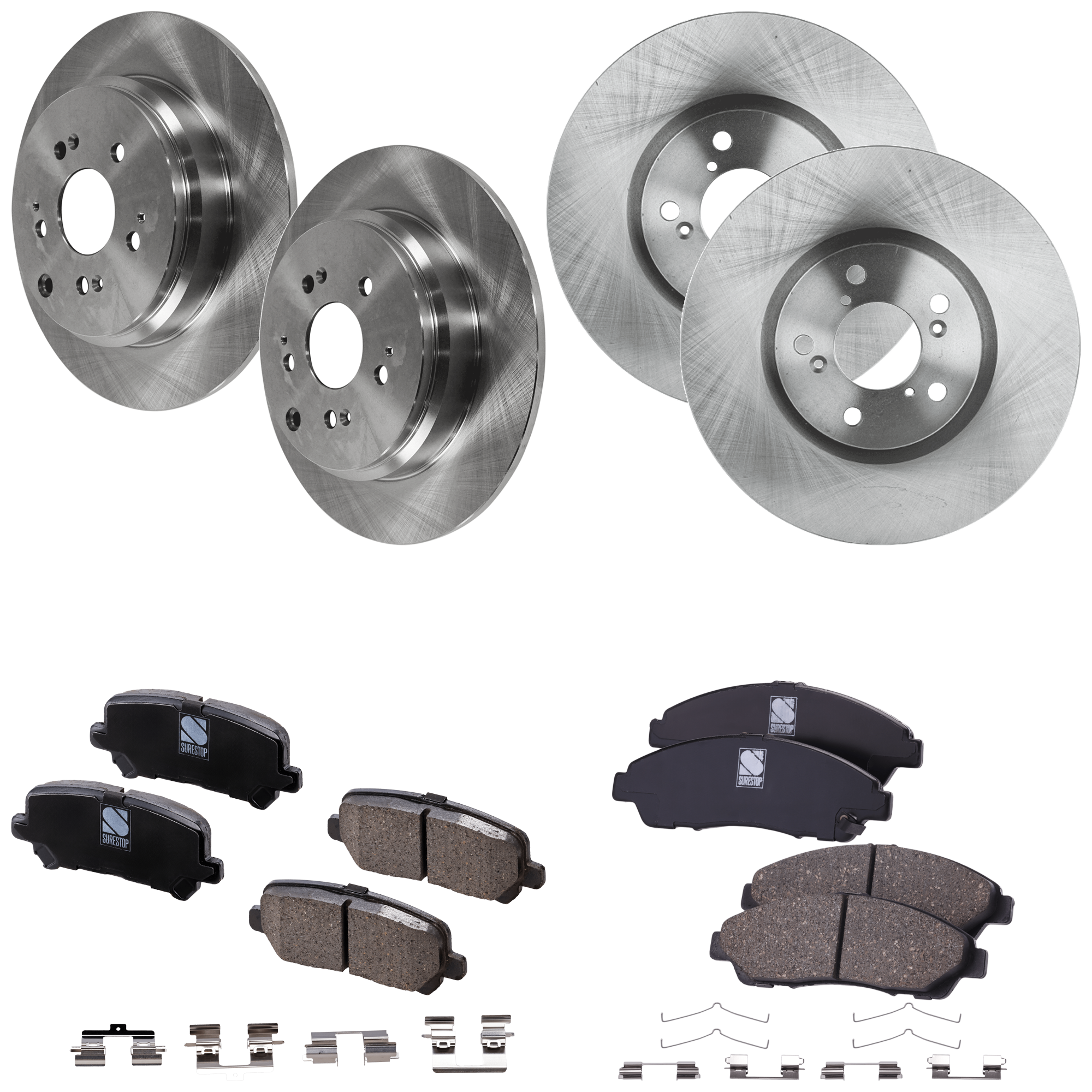 AM MDX 07-13 FRONT AND REAR BRAKE DISC AND PAD KIT 8 pc kit SKU KIT 031121-02-132 OEM 45251STXA00-45251STXH01-42510S
