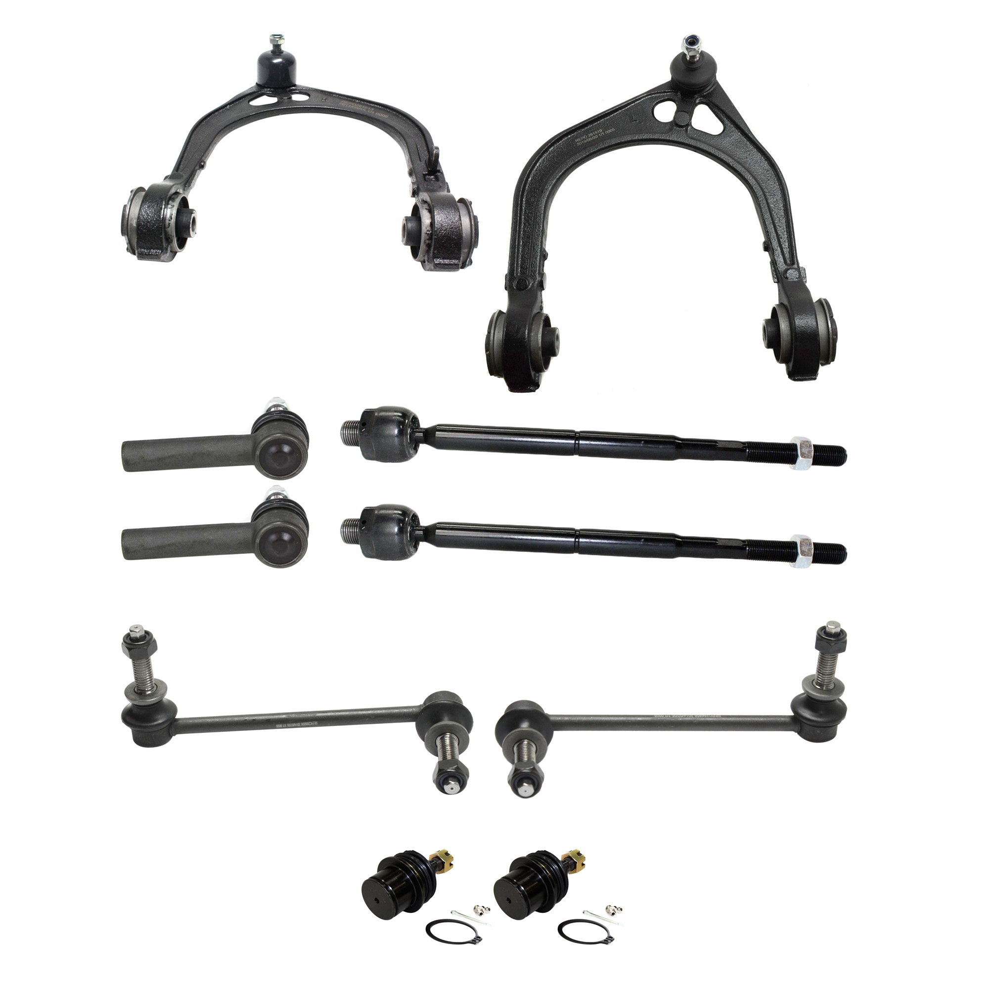 AM CHRYSLER 300-05-10 FRONT CONTROL ARM RH AND LH Upper 10 pc kit with Ball Joints Sway Bar Links and Tie Rod Ends SKU KIT 031121-02-133 OEM 2601744-5051433-45D2442-46D