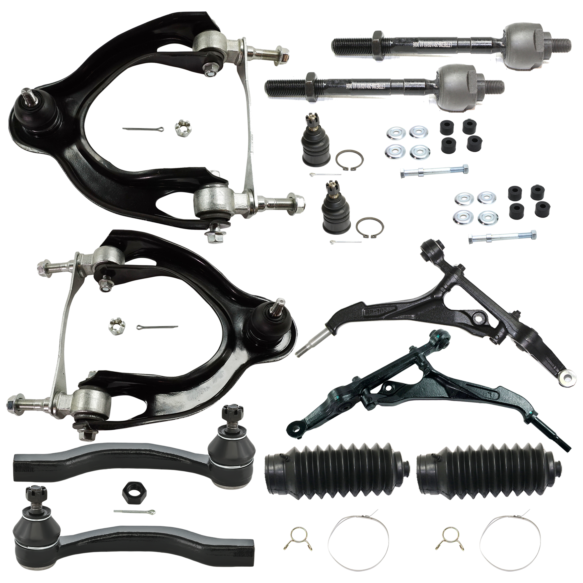 AM CIVIC 92-95 CIVIC DEL SOL 93-97 INTEGRA 94-97 SUSPENSION KIT RH AND LH 14 pc Kit with Ball Joints Control Arms Steering Rack Boots Sway Bar Links and Tie Rod Ends SKU KIT 031224-02 OEM 104216-254007-1014786-2601427