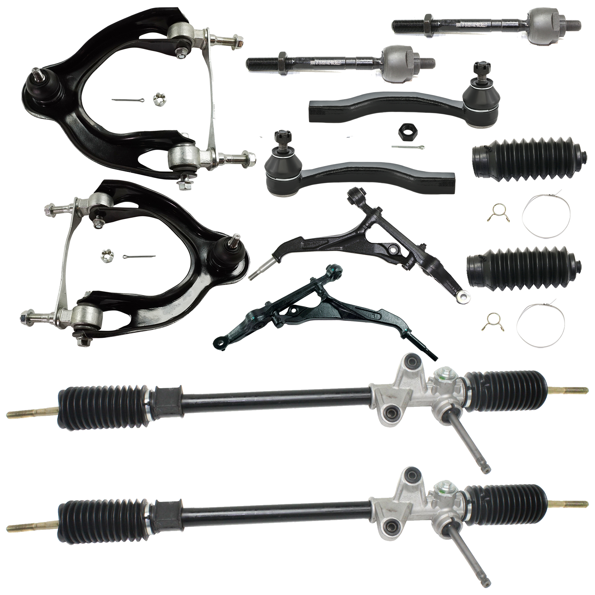 AM CIVIC 92-95 CIVIC DEL SOL 93-97 SUSPENSION KIT RH AND LH 11 pc Kit w Control Arms Tie Rod Ends Steering Rack and Steering Rack Boots SKU KIT 031224-10 OEM 51360SR3020-51360SR3010-51360S
