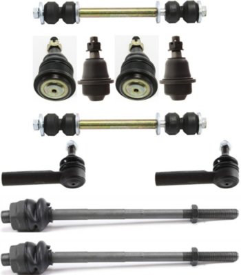 AM SIERRA SILVERADO 01-10 FRONT SUSPENSION KIT 10 pc Kit with Ball Joints Sway Bar Links and Tie Rod Ends SKU KIT 031319-04 OEM 114327-2601529-2601654-5051273