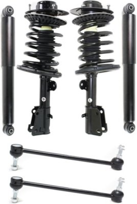 AM CARAVAN GRAND CARAVAN TOWN COUNTRY 01-07 FRONT AND REAR SUSPENSION KIT RH AND LH 6 pc kit with Loaded Strut Shock Absorbers and Sway Bar Links SKU KIT 031319-14 OEM 4684681AB 4684682-5066336AA 50