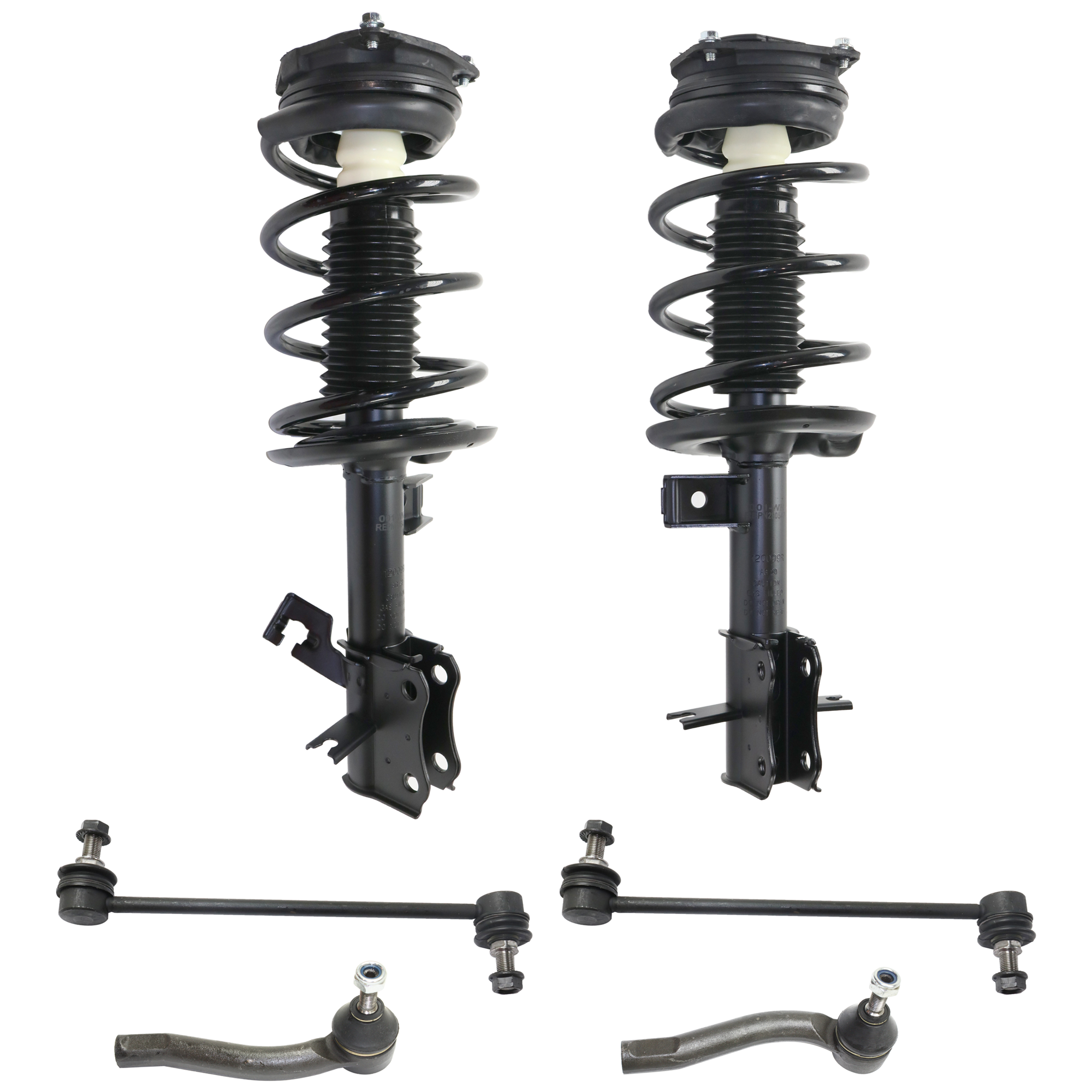 AM SENTRA 07-12 FRONT SUSPENSION KIT RH AND LH 6 pc Kit with Loaded Struts Sway Bar Links and Tie Rod Ends SKU KIT 031319-16 OEM E4303ET00B E4303ZJ60A E4302ET0