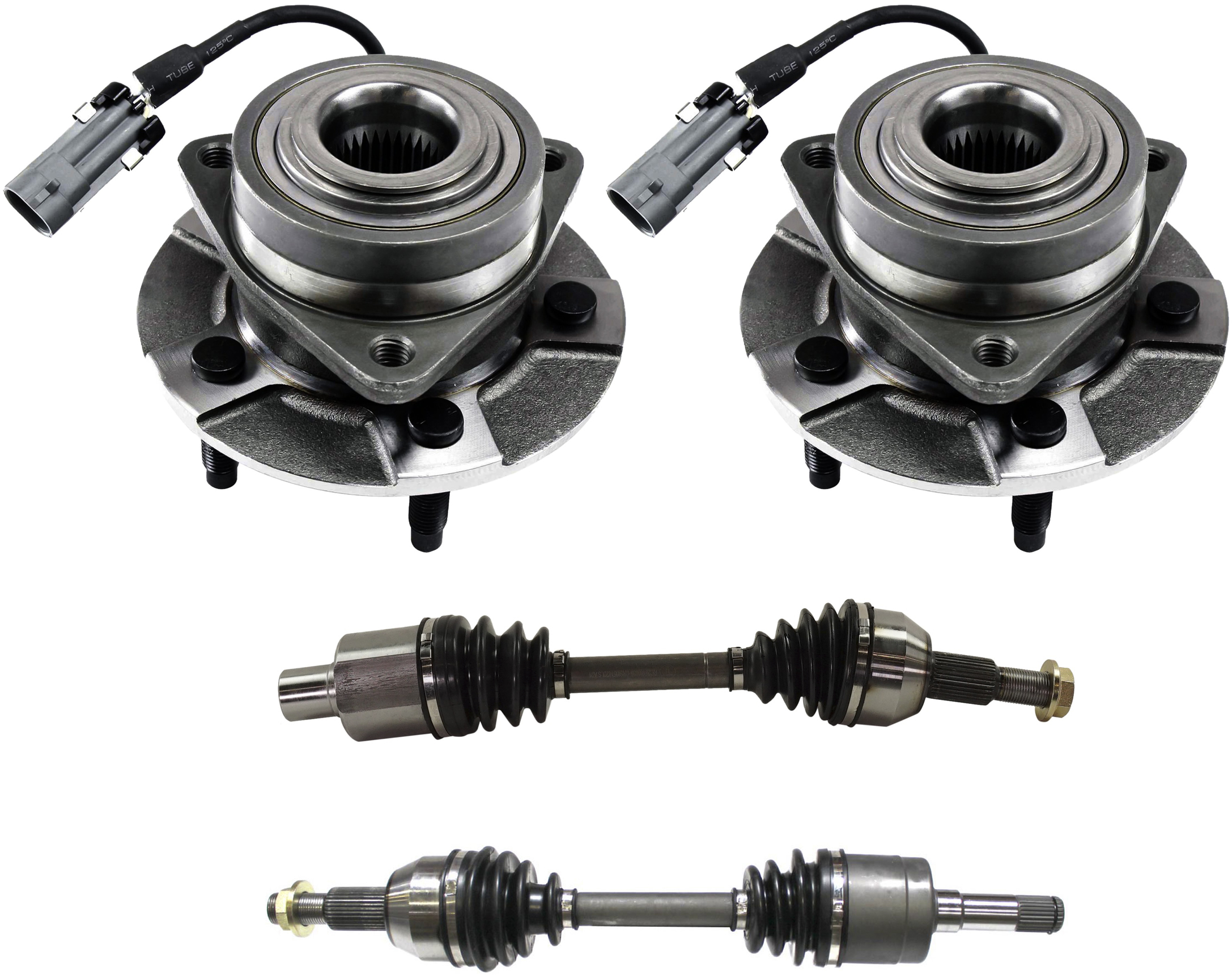 AM EQUINOX 05-06 TORRENT 06-06 FRONT SUSPENSION KIT RH AND LH 4 pc kit with Axle Assemblies and Wheel Hubs SKU KIT 031321-05 OEM 10359823