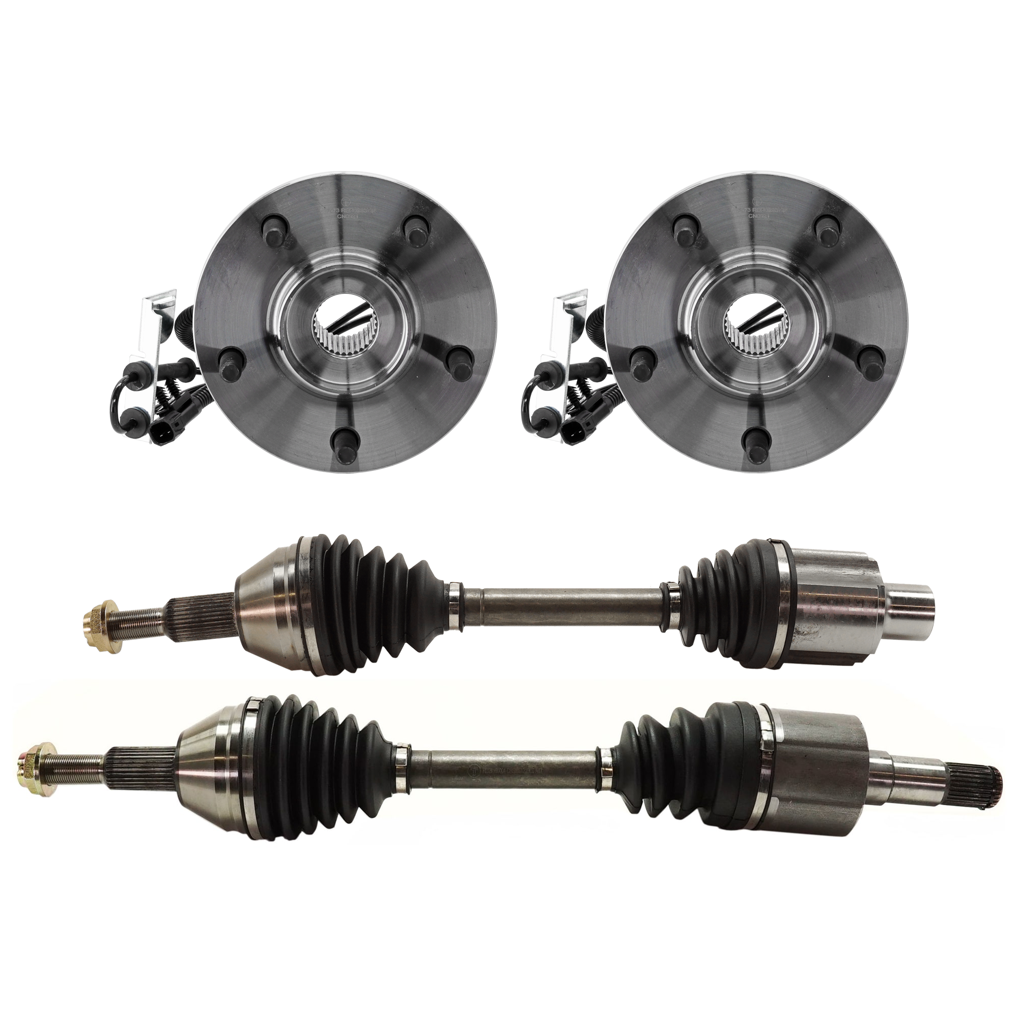 AM TOWN COUNTRY 08-16 GRAND CARAVAN 08-18 FRONT SUSPENSION KIT RH AND LH 4 pc kit with Axle Assemblies and Wheel Hubs SKU KIT 031321-23 OEM 5154214AA