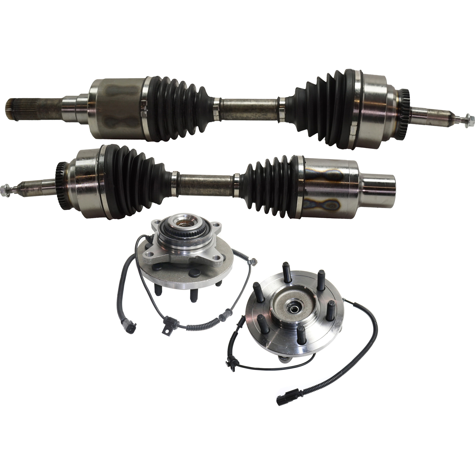 AM EXPEDITION F 150 NAVIGATOR 11-14 FRONT SUSPENSION KIT RH AND LH 4 pc kit with Axle Assemblies and Wheel Hubs SKU KIT 031321-24 OEM 102765 BL3Z1104A BR930154K BR9