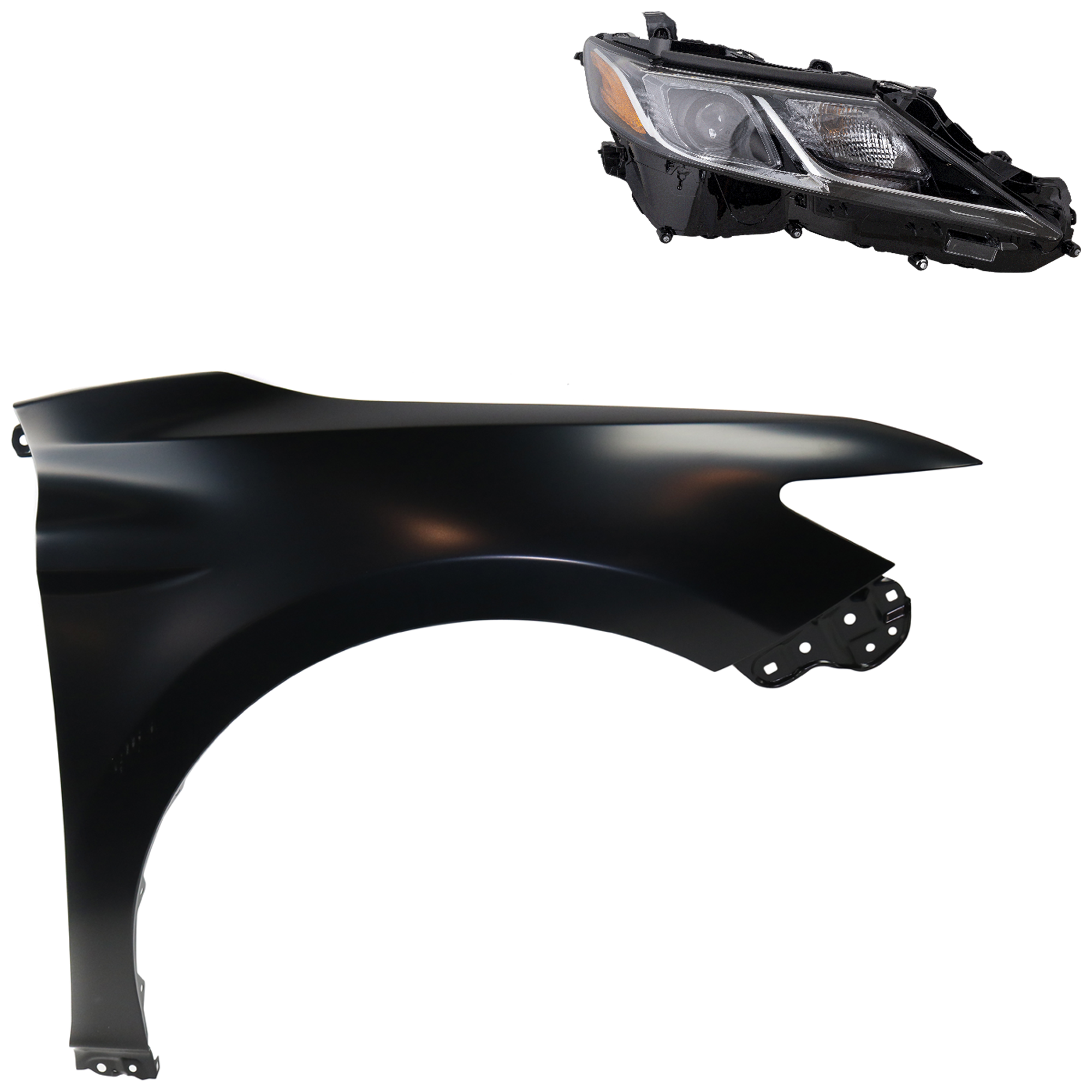 AM CAMRY 18-19 HEAD LAMP RH Assembly LED 2 pc Kit with Fender CAPA SKU KIT 031323-10704 Partslink TO1241266C TO2503255C OEM 5380106170-8111006C40
