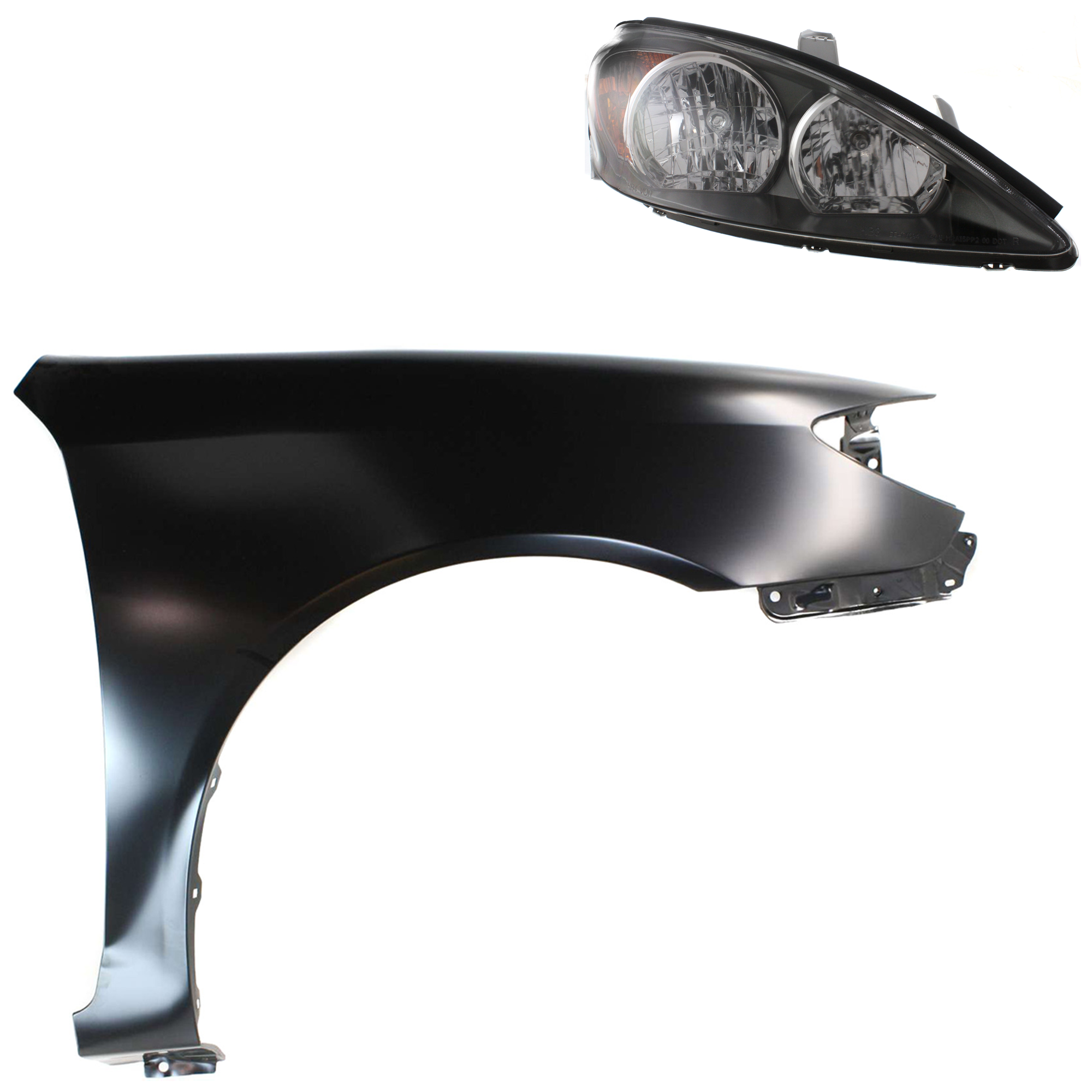 AM CAMRY 02-04 HEAD LAMP RH Assembly Halogen 2 pc Kit with Fender SKU KIT 031323-11304 Partslink TO2503138 TO1241184 OEM 81110AA070-53801AA020
