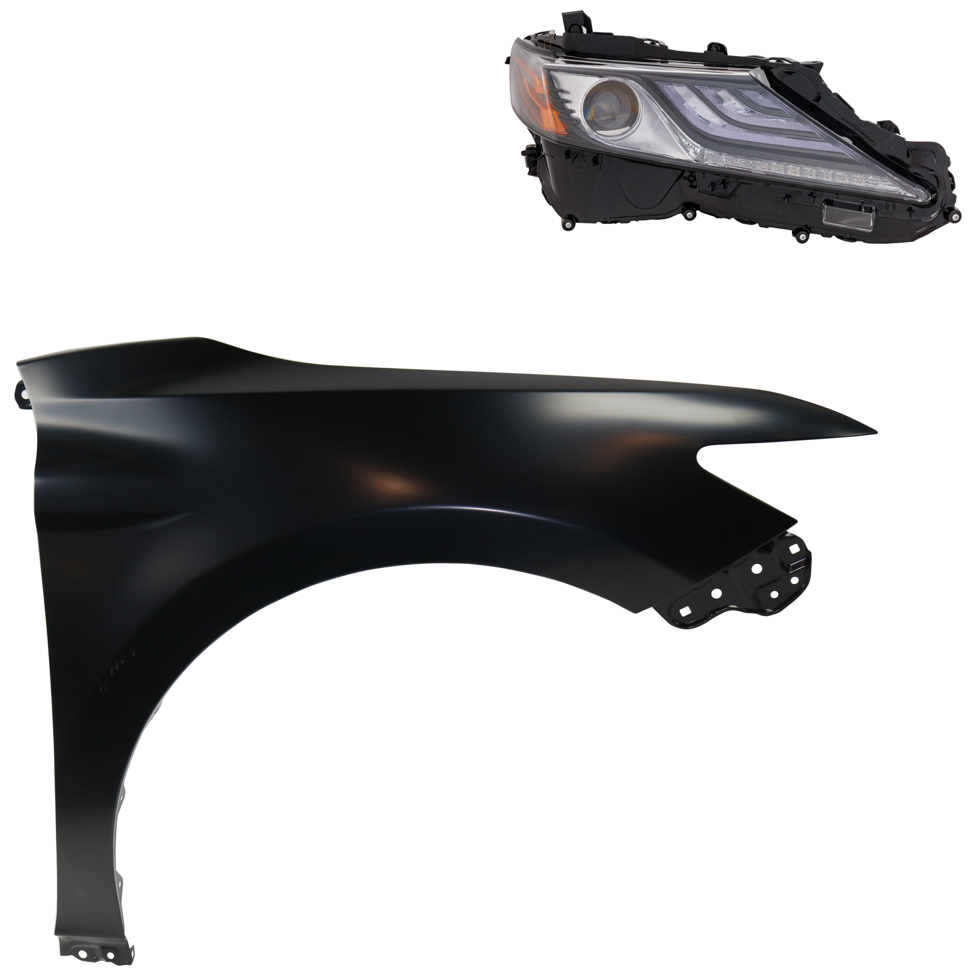 AM CAMRY 21-24 FRONT FENDER RH Primed 2 pc Kit with Headlight SKU KIT 031323-13404 Partslink TO1241266 TO2503300 OEM 5380106170-8111006G30