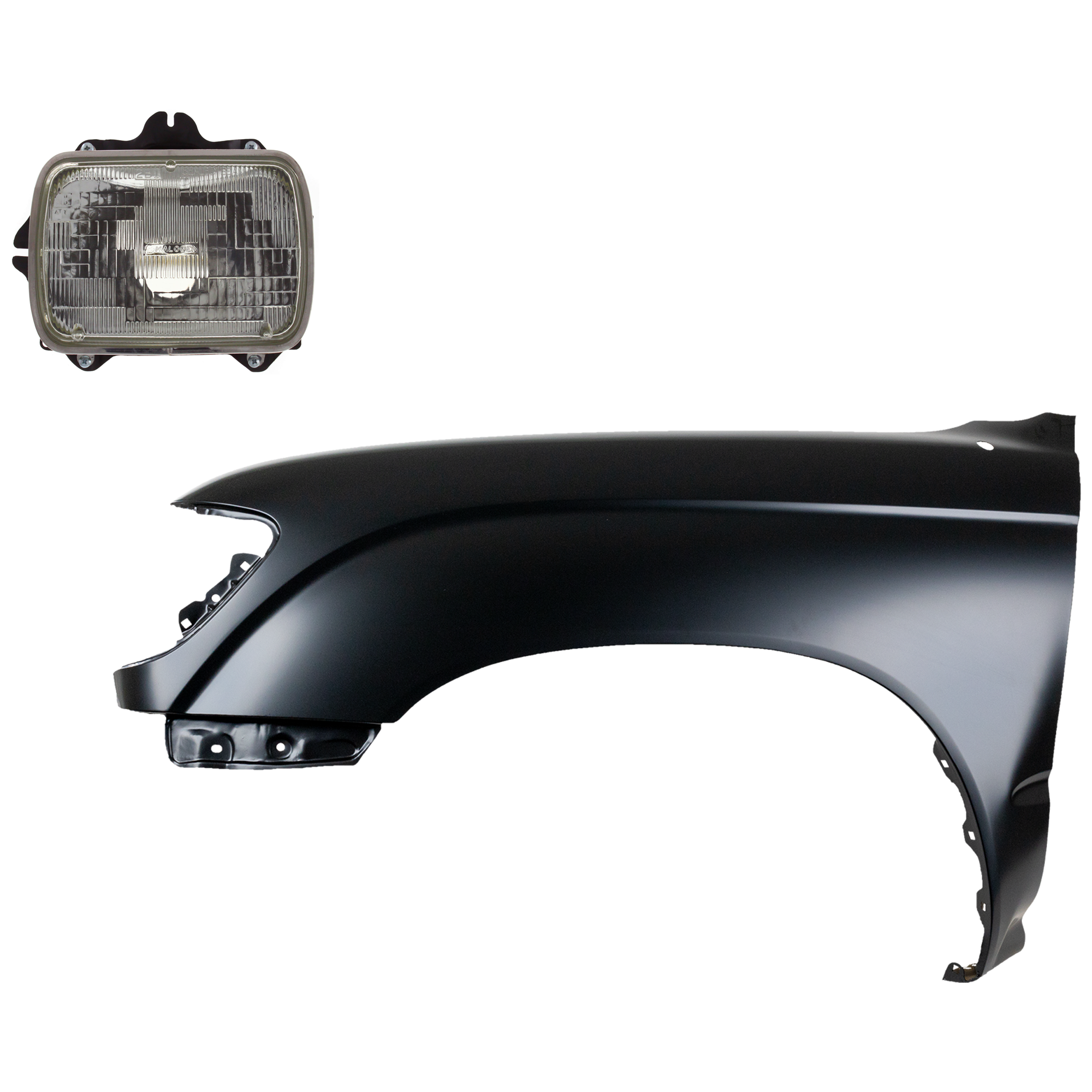AM TACOMA 95-97 FRONT FENDER LH Primed 2 pc Kit with Headlight SKU KIT 031323-13905 Partslink TO1240158 TO2500113 OEM 5381204061-8115089155-81150803