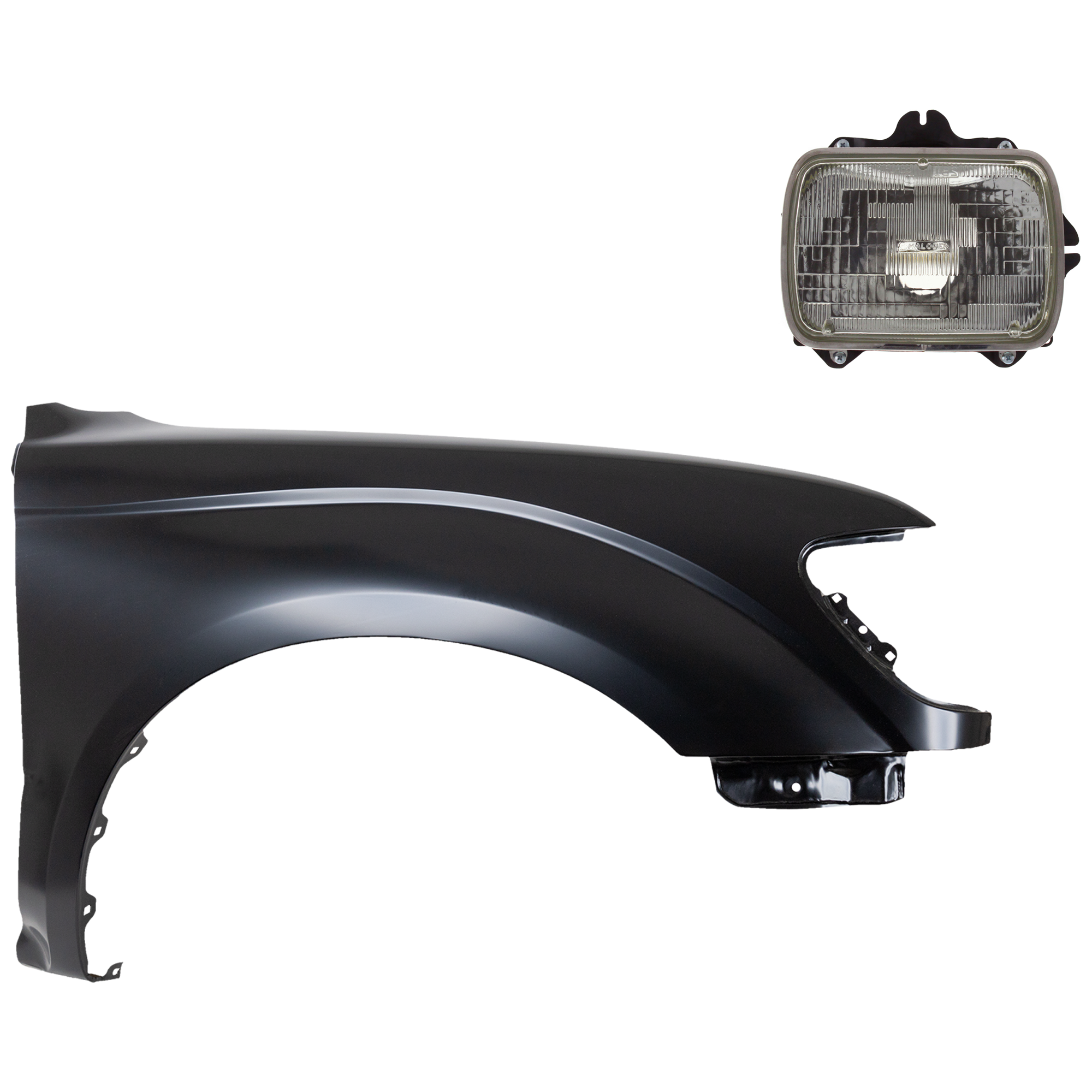 AM TACOMA 95-97 HEAD LAMP RH Assembly Halogen 2 pc Kit with Fender SKU KIT 031323-14304 Partslink TO2501117 TO1241161 OEM 8111089155-8111080367-53811040