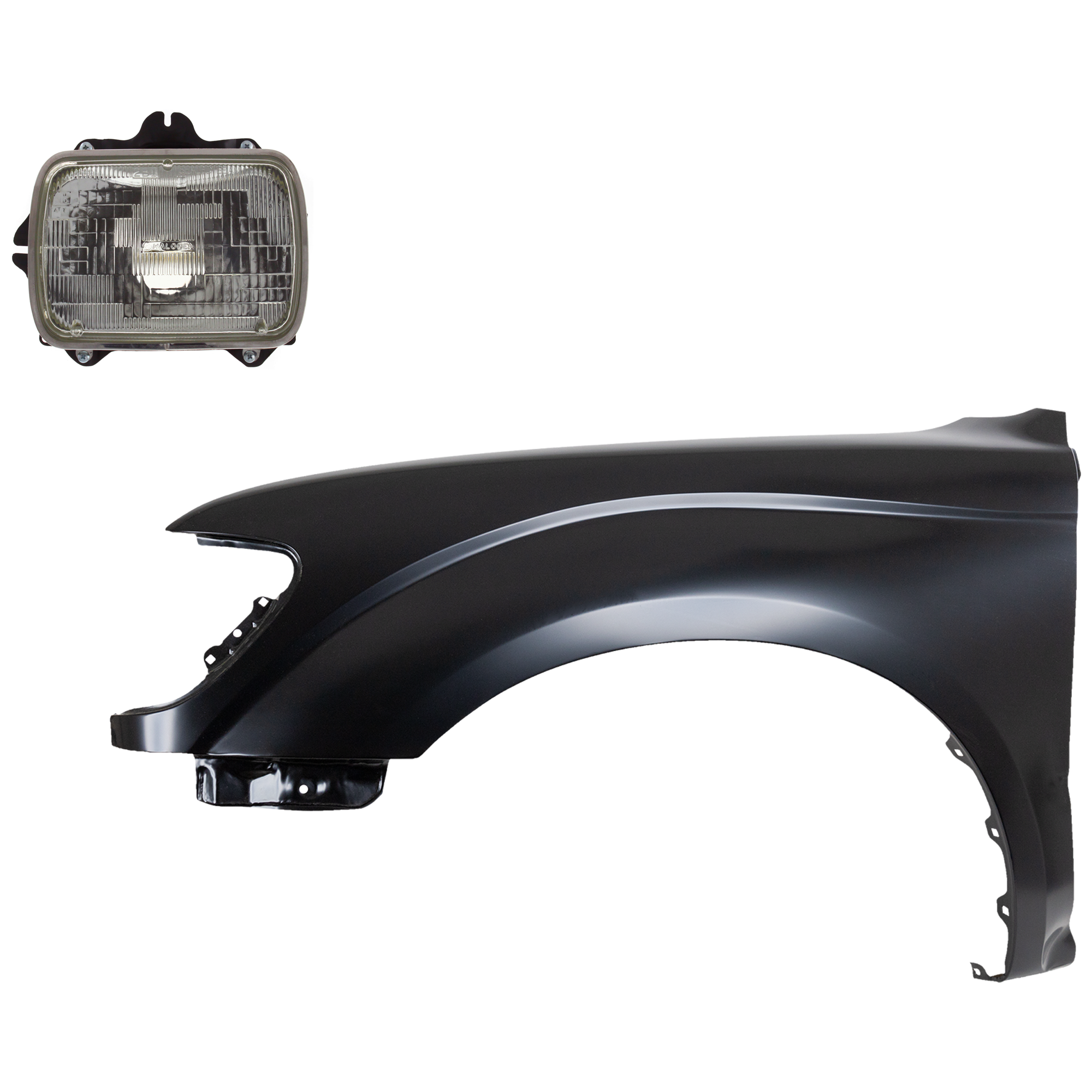 AM TACOMA 95-97 HEAD LAMP LH Assembly Halogen 2 pc Kit with Fender SKU KIT 031323-14305 Partslink TO2500113 TO1240161 OEM 8115089155-8115080361-53812040