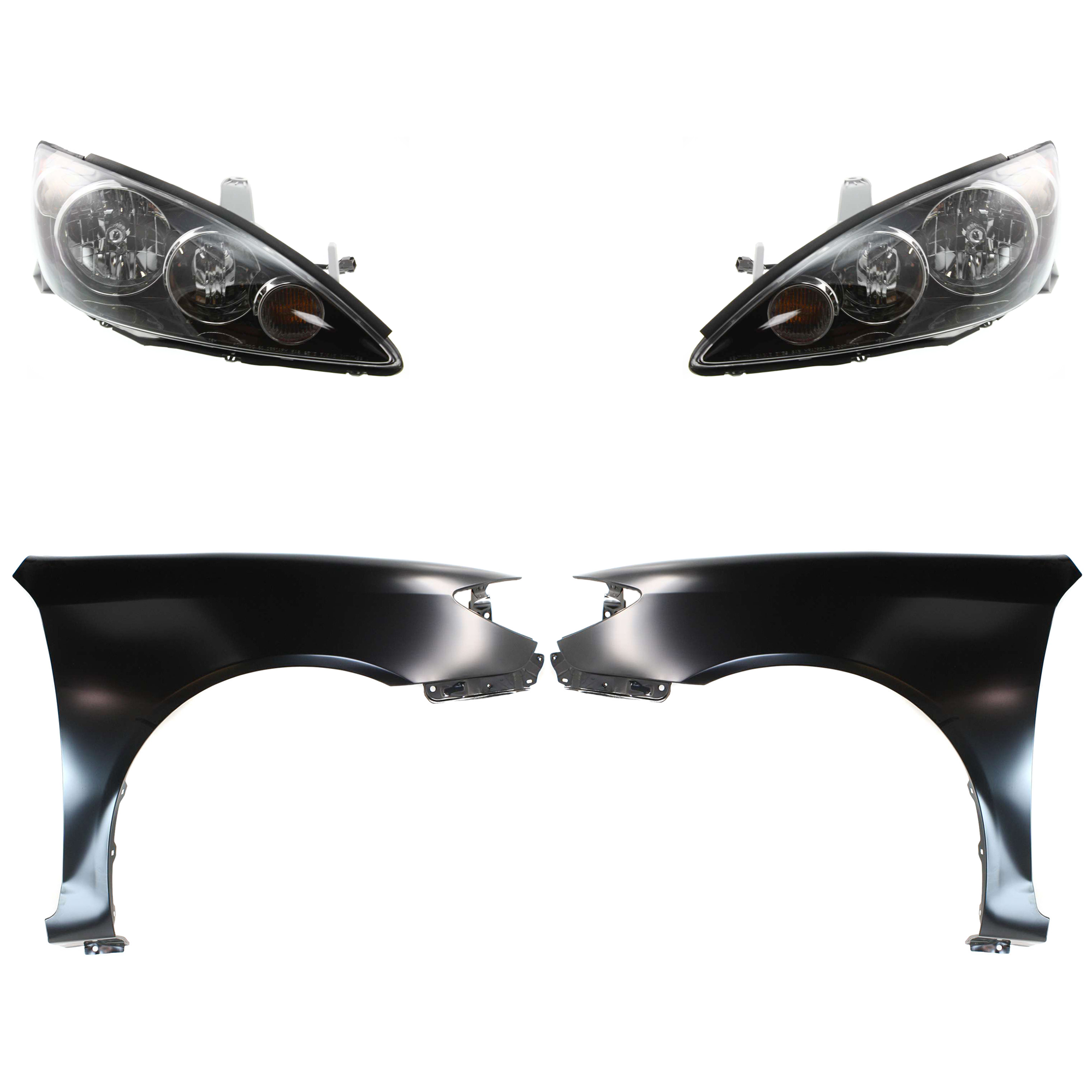 AM CAMRY 05-06 HEAD LAMP RH AND LH Assembly Halogen 4 pc Kit with Fenders SKU KIT 031323-14403 Partslink TO2503156 TO2502156 TO1240184 TO1241184 OEM 8111006190-8115006190-53802AA0