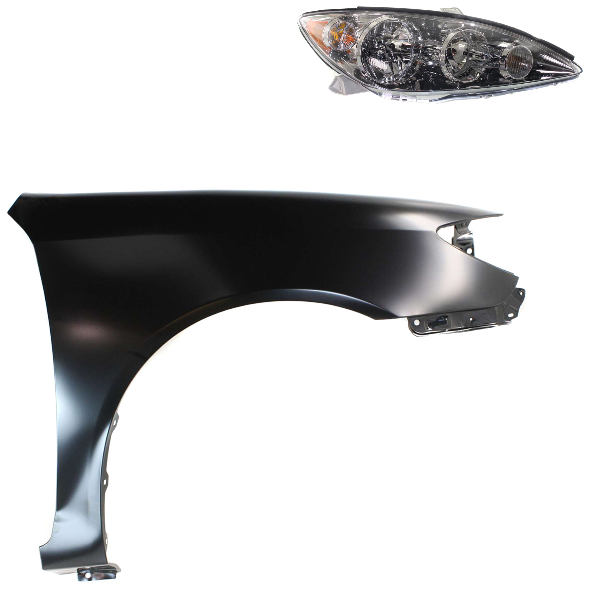 AM CAMRY 05-06 HEAD LAMP RH Assembly Halogen 2 pc Kit with Fender SKU KIT 031323-14804 Partslink TO2503155 TO1241184 OEM 8111006180-53801AA020