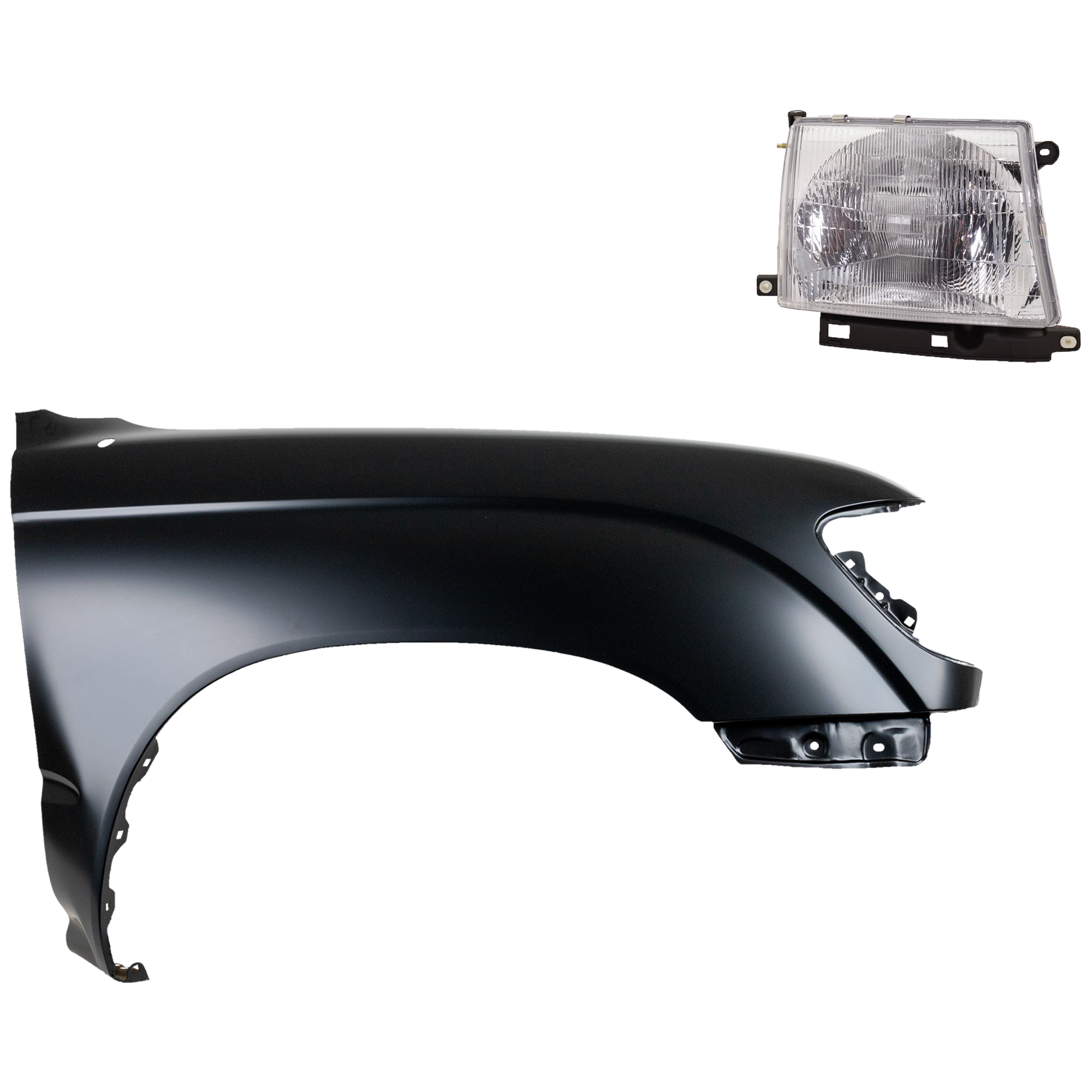 AM TACOMA 97-00 FRONT FENDER RH Primed 2 pc Kit with Headlight SKU KIT 031323-15504 Partslink TO1241157 TO2503120 OEM 5381104061-8111004090
