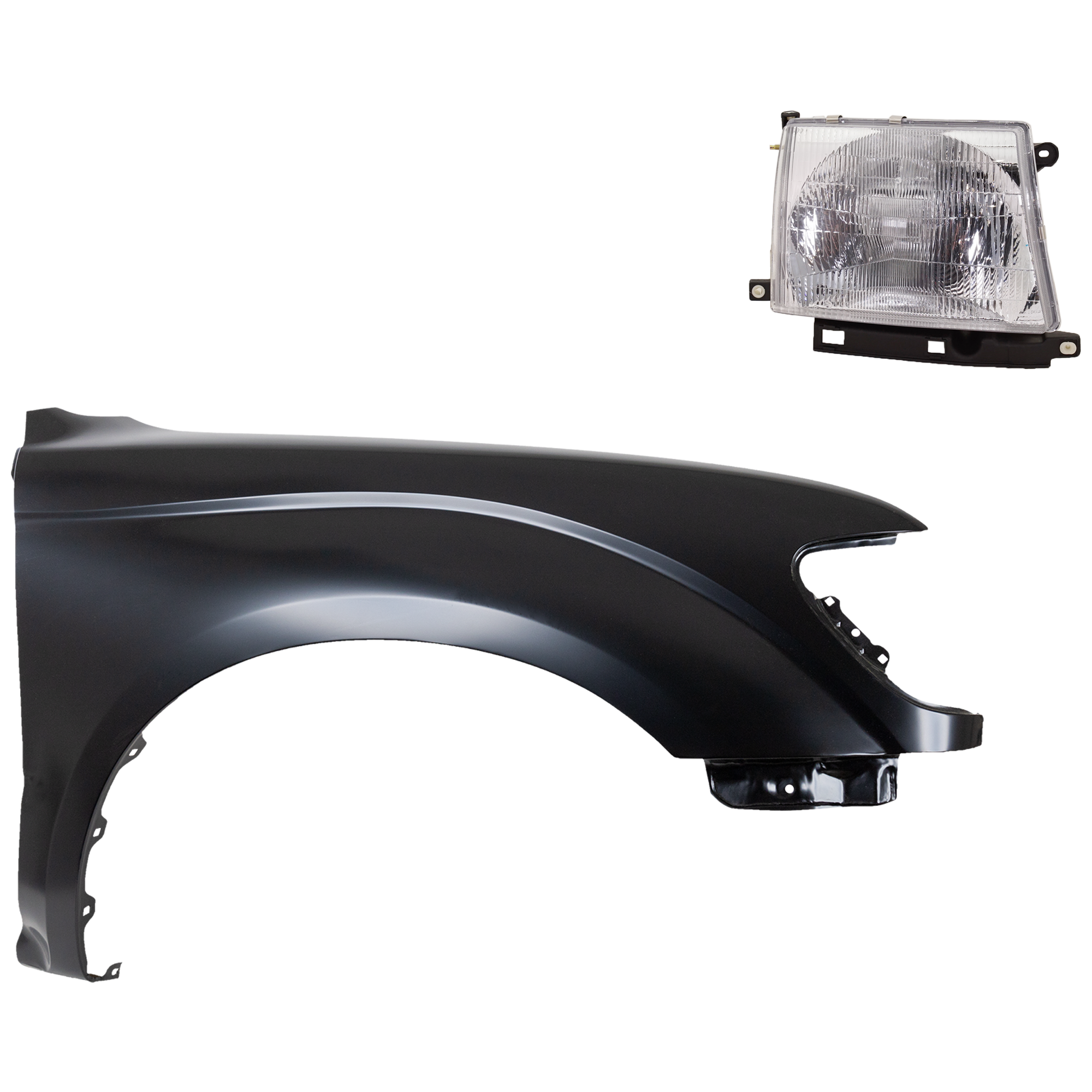 AM TACOMA 97-00 FRONT FENDER RH Primed 2 pc Kit with Headlight SKU KIT 031323-15604 Partslink TO1241161 TO2503120 OEM 5381104070-8111004090