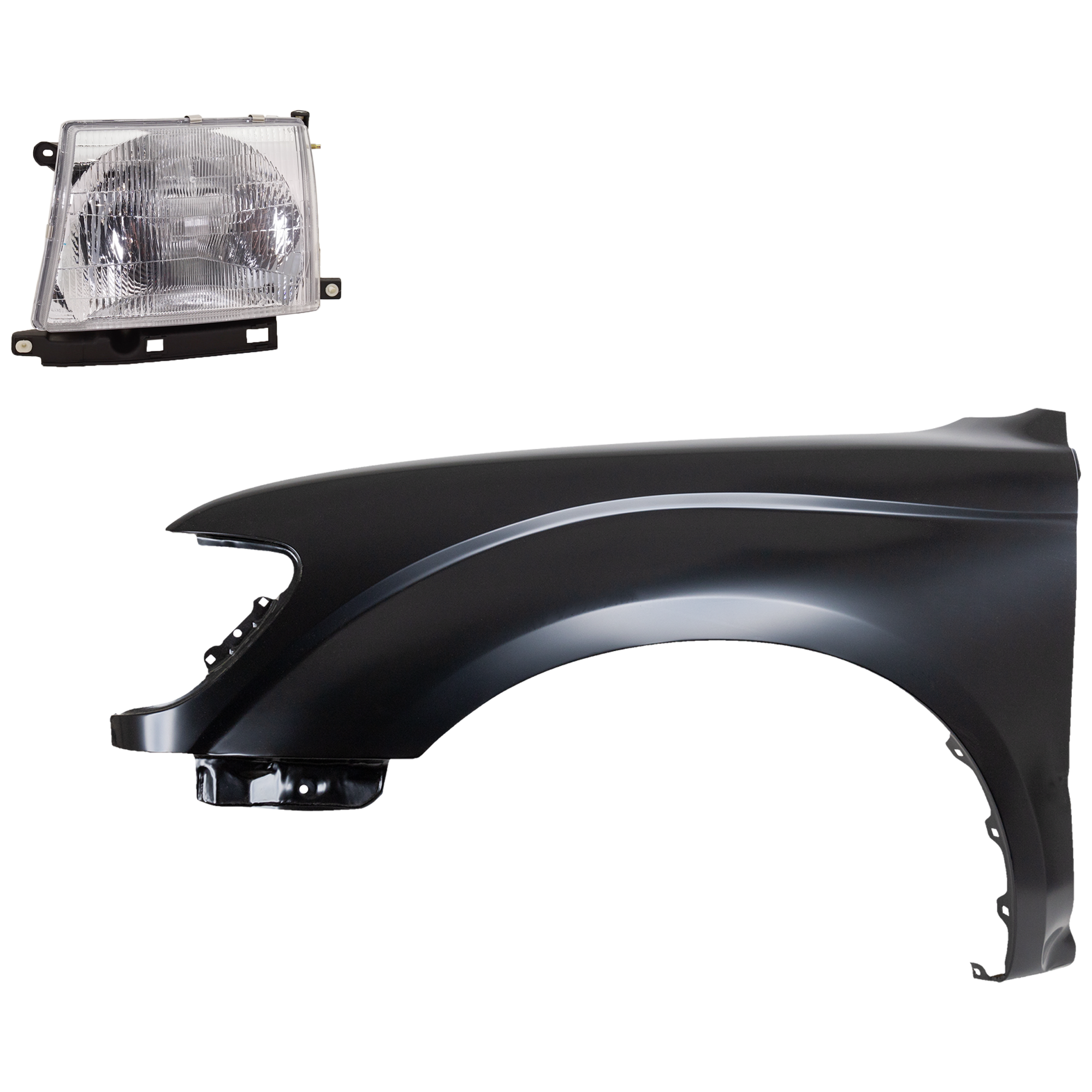 AM TACOMA 97-00 FRONT FENDER LH Primed 2 pc Kit with Headlight SKU KIT 031323-15605 Partslink TO1240161 TO2502120 OEM 5381204070-8115004090