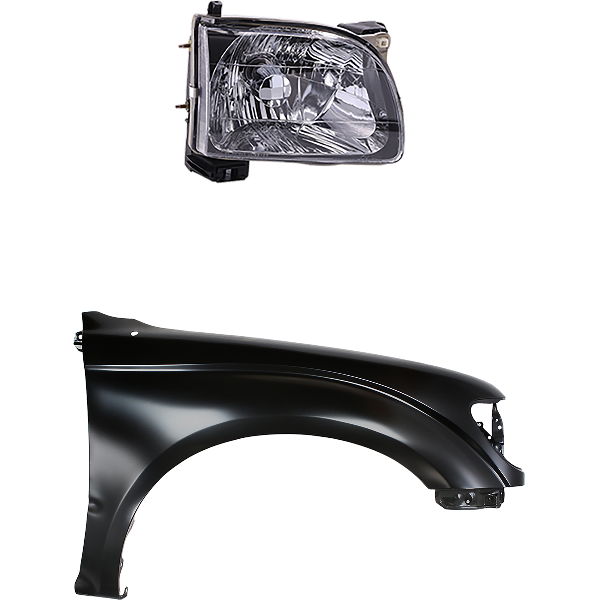 AM TACOMA 01-04 FRONT FENDER RH Primed 2 pc Kit with Headlight SKU KIT 031323-17304 Partslink TO1241180 TO2503136 OEM 5380104050-8111004110