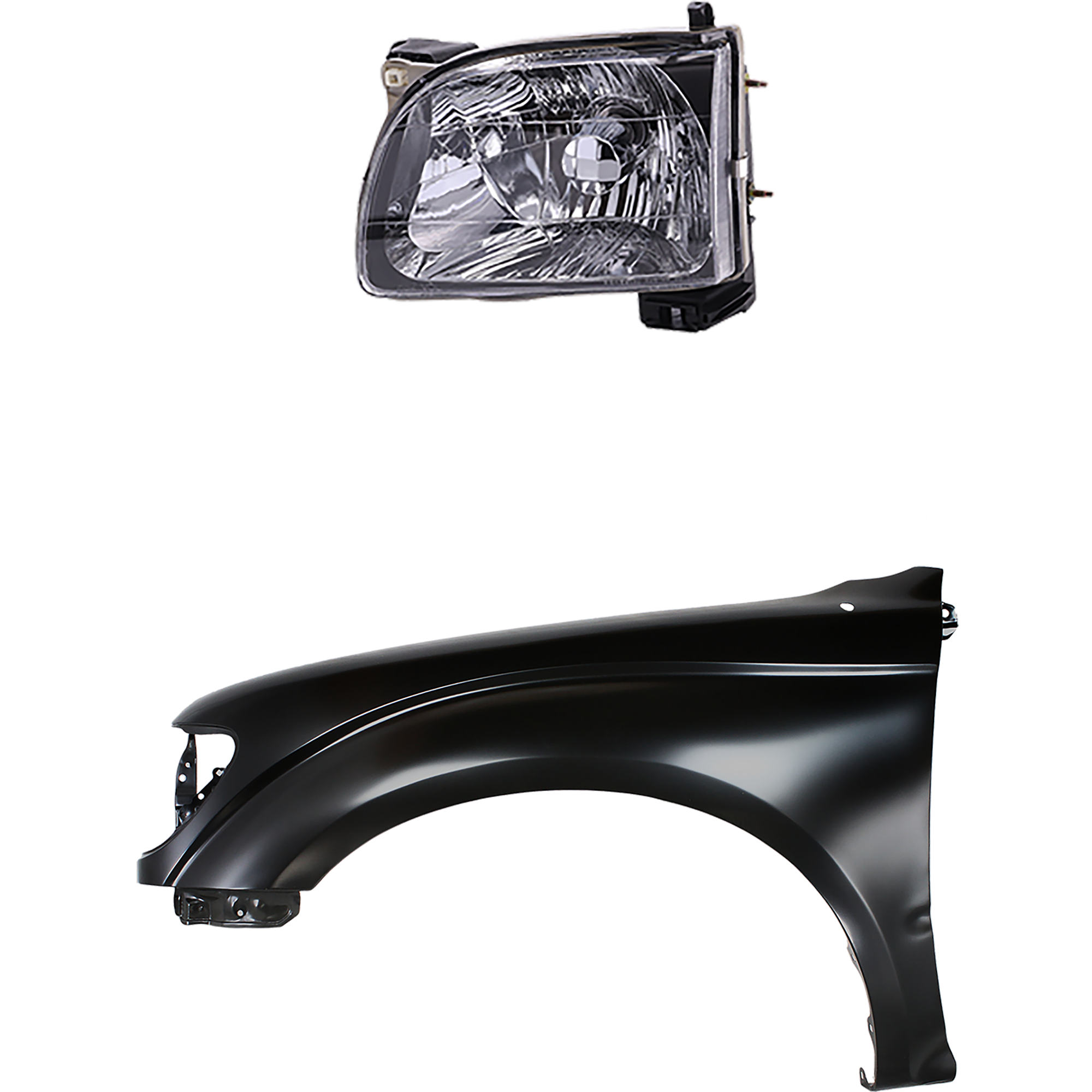 AM TACOMA 01-04 FRONT FENDER LH Primed 2 pc Kit with Headlight SKU KIT 031323-17305 Partslink TO1240180 TO2502136 OEM 5380204070-8115004110