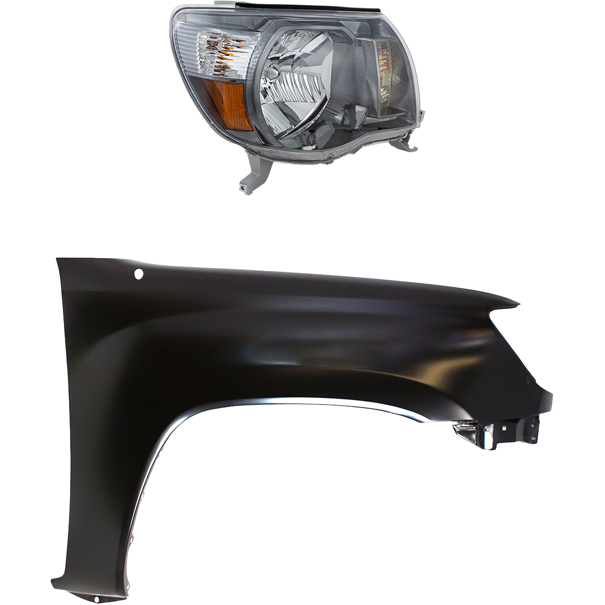 AM TACOMA 05-08 HEAD LAMP RH Assembly Halogen 2 pc Kit with Fender SKU KIT 031323-19304 Partslink TO2503181 TO1241206 OEM 8111004173-5381104090