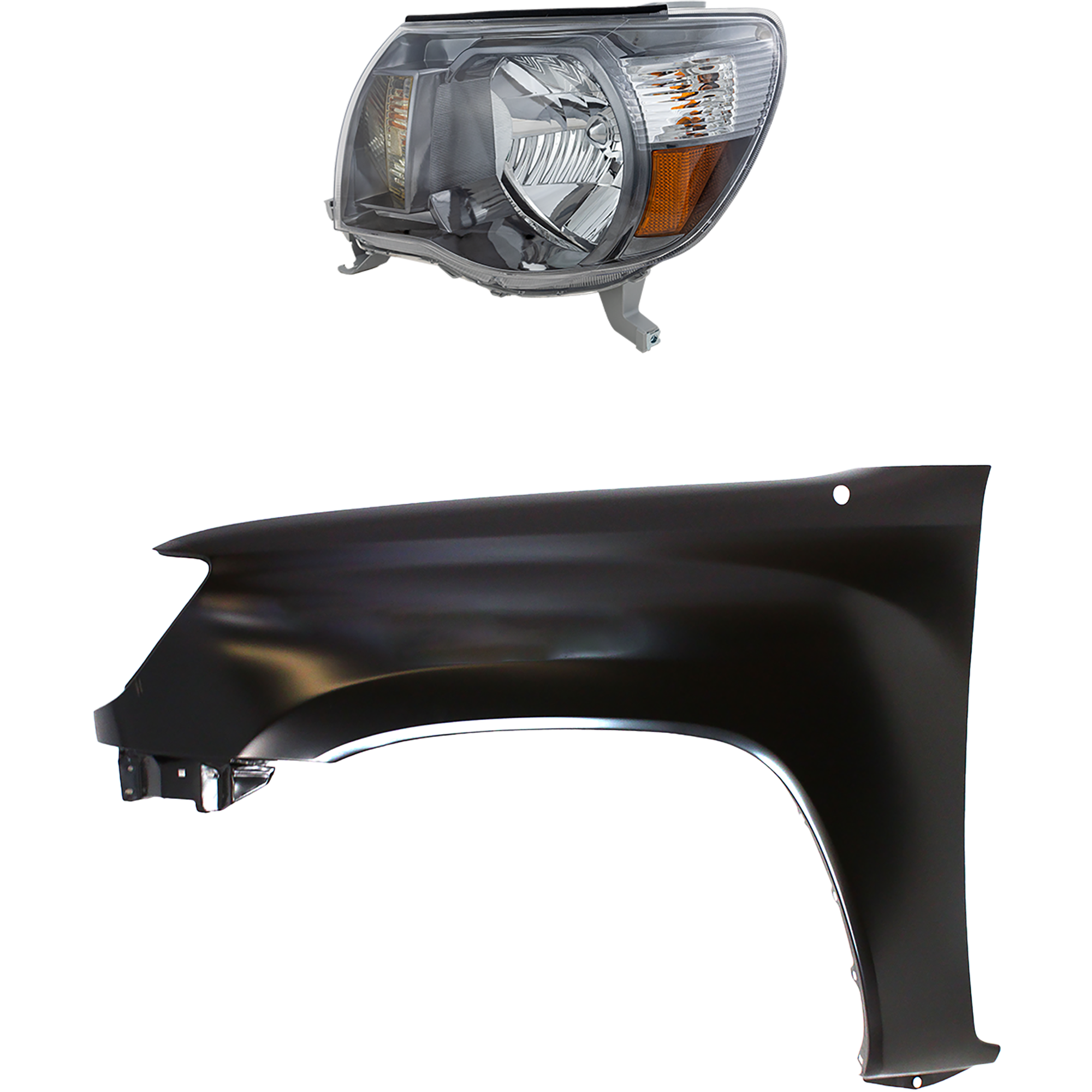 AM TACOMA 05-08 HEAD LAMP LH Assembly Halogen 2 pc Kit with Fender SKU KIT 031323-19305 Partslink TO2502181 TO1240206 OEM 8115004173-5381204090