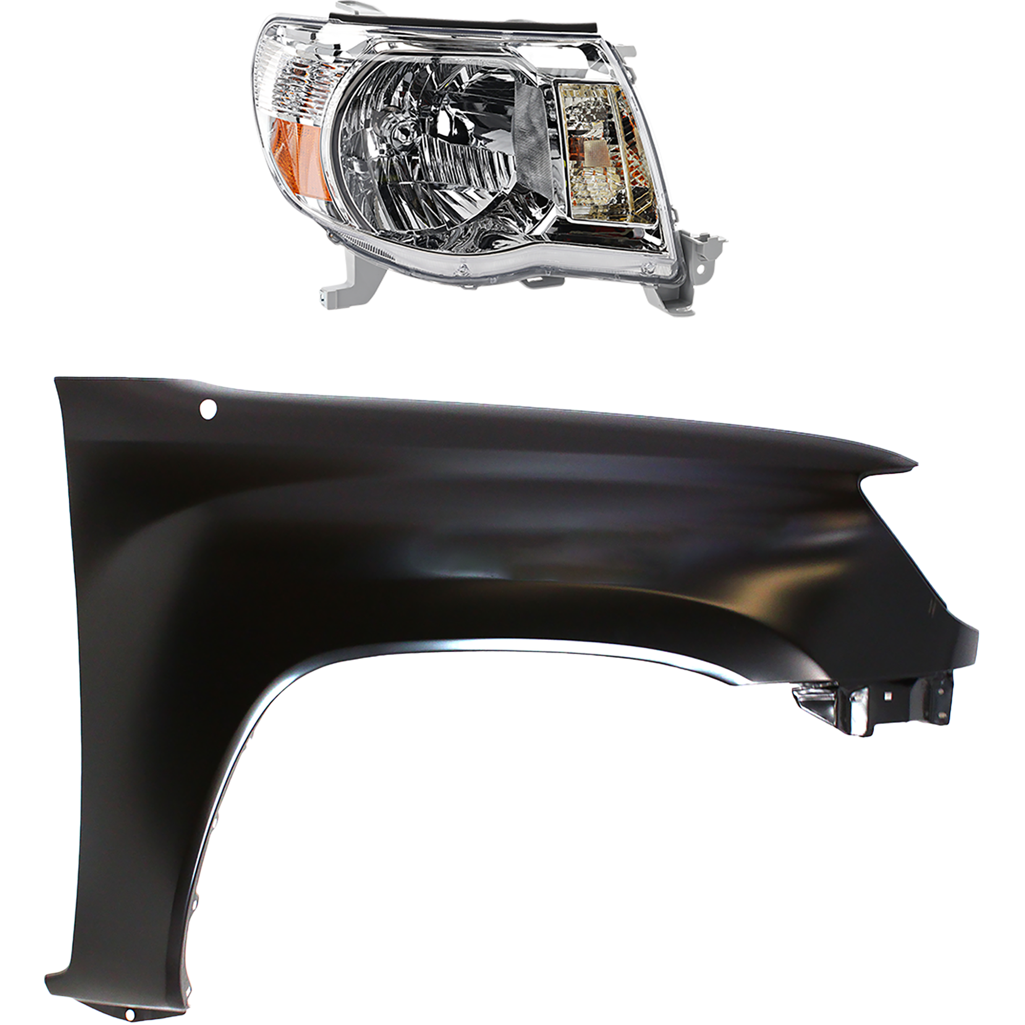 AM TACOMA 05-08 HEAD LAMP RH Assembly Halogen 2 pc Kit with Fender SKU KIT 031323-19404 Partslink TO2503157 TO1241206 OEM 8111004163-5381104090