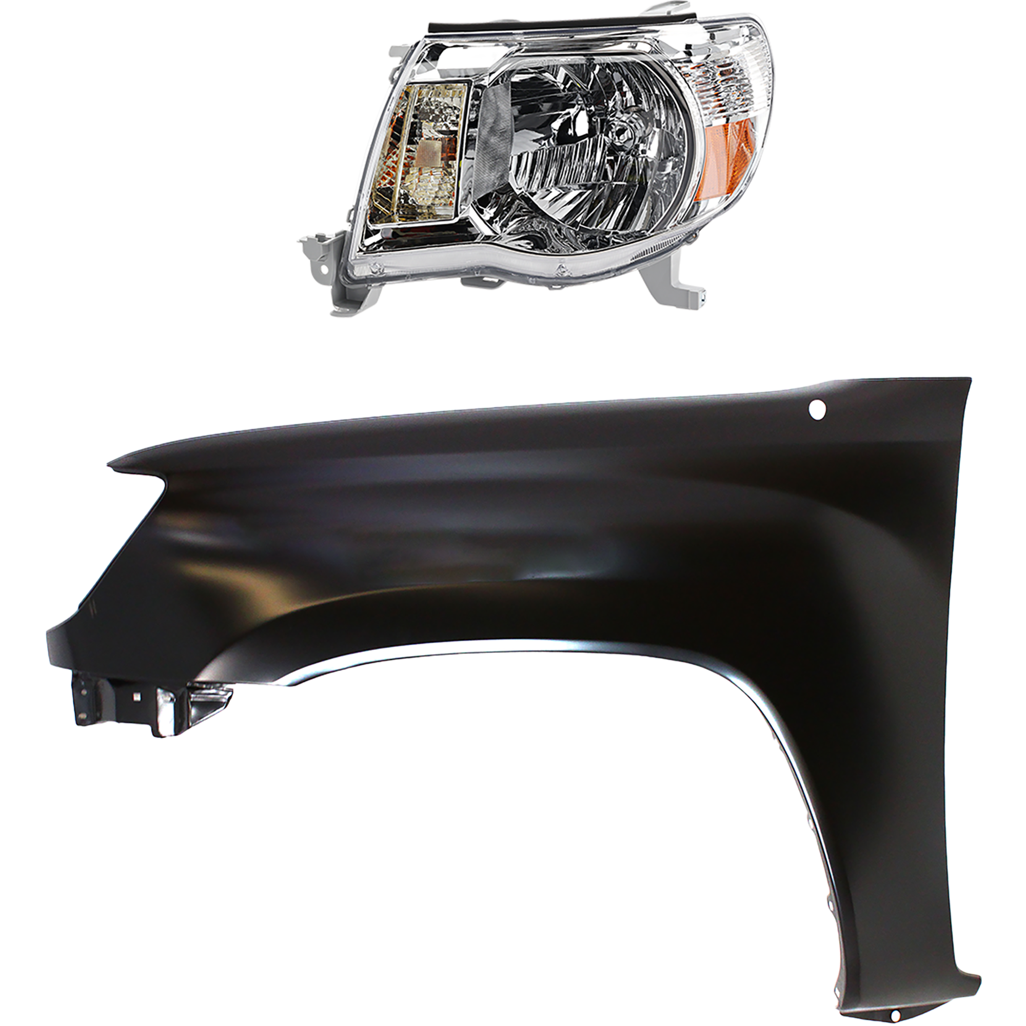 AM TACOMA 05-08 HEAD LAMP LH Assembly Halogen 2 pc Kit with Fender SKU KIT 031323-19405 Partslink TO2502157 TO1240206 OEM 8115004163-5381204090