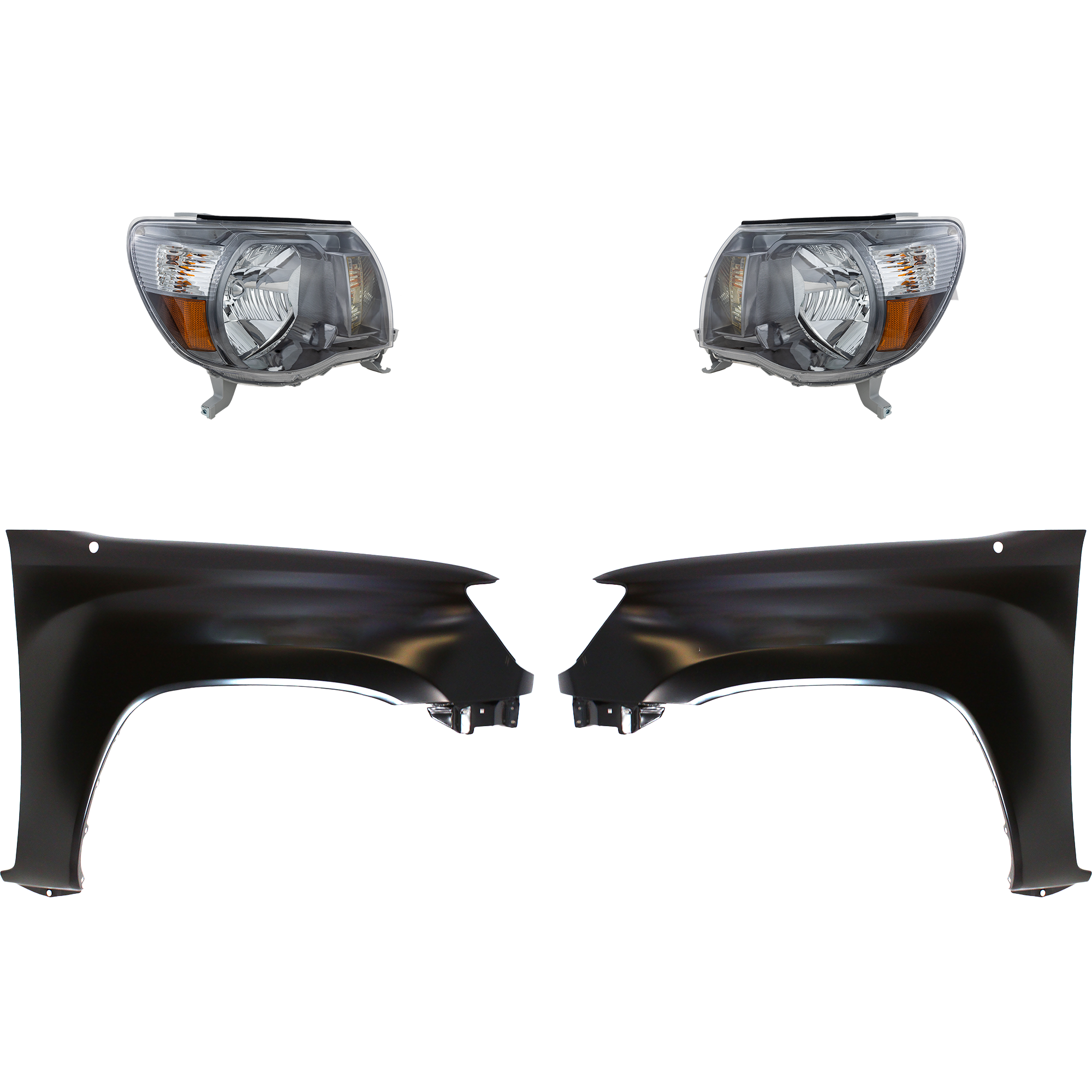 AM TACOMA 05-08 HEAD LAMP RH AND LH Assembly Halogen 4 pc Kit with Fenders CAPA SKU KIT 031323-20603 Partslink TO1240206C TO1241206C TO2502181C TO2503181C OEM 5381104090-5381204090-81110041