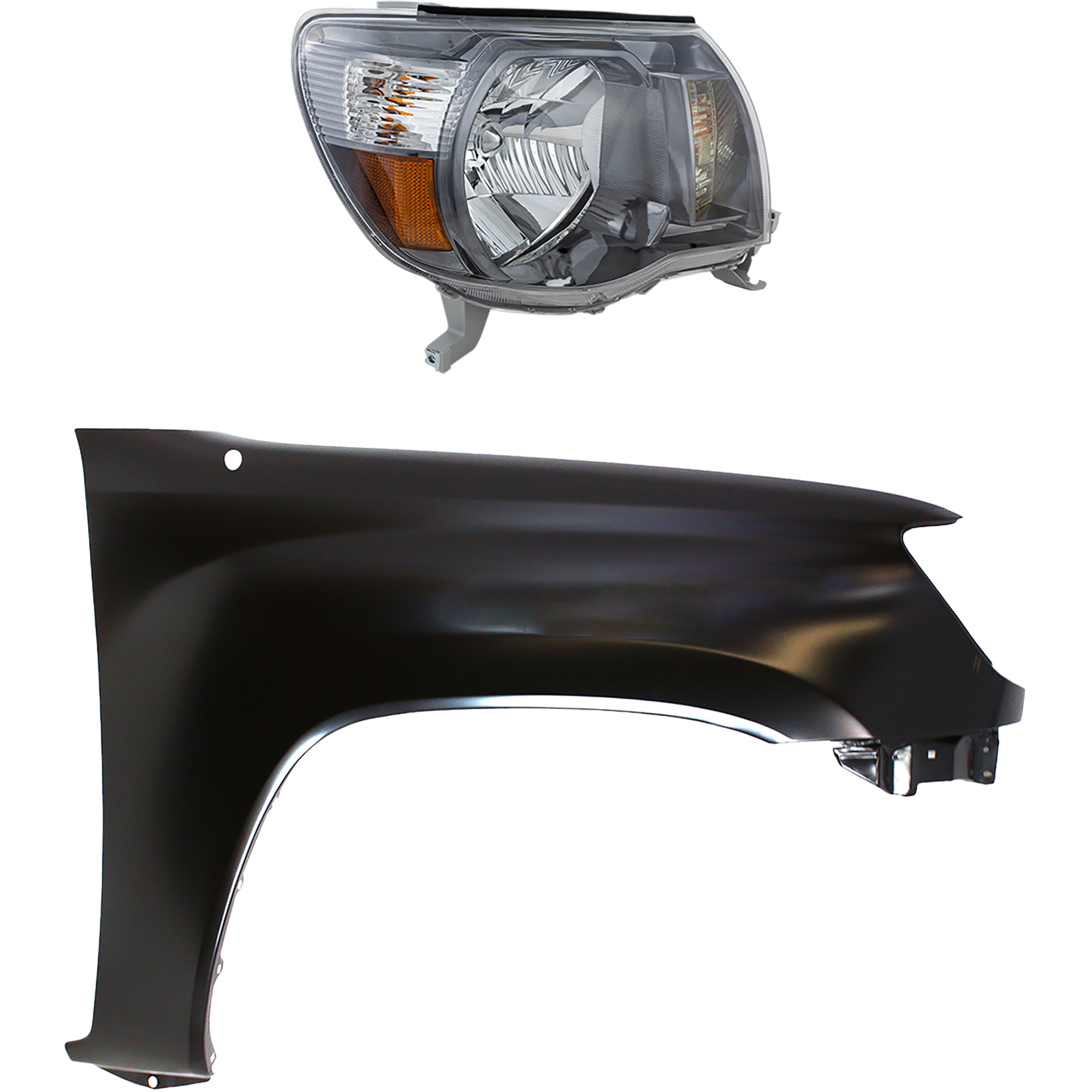 AM TACOMA 05-08 HEAD LAMP RH Assembly Halogen 2 pc Kit with Fender CAPA SKU KIT 031323-20604 Partslink TO1241206C TO2503181C OEM 5381104090-8111004173