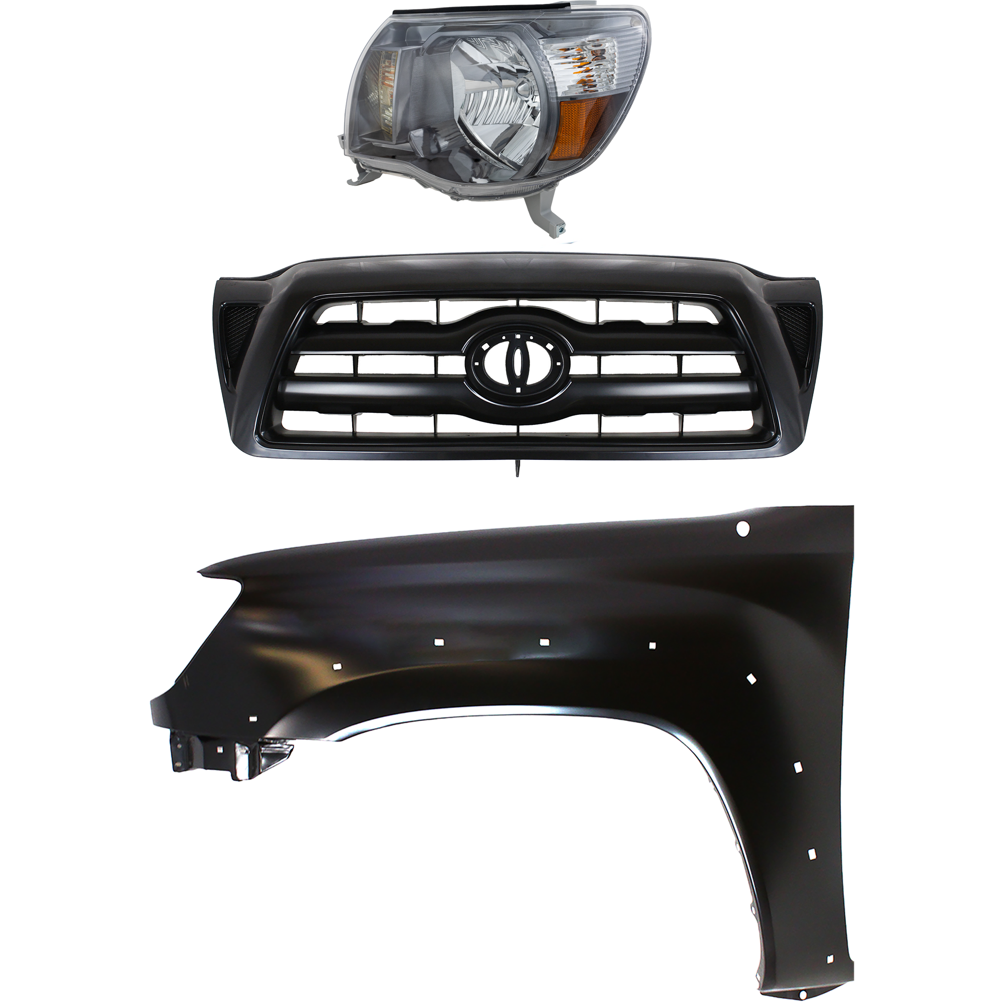AM TACOMA 05-11 HEAD LAMP LH Assembly Halogen 3 pc Kit with Fender and Grille Assembly CAPA SKU KIT 031323-20802 Partslink TO1200269 TO1240208C TO2502181C OEM 5310004350-5381204100-81150041