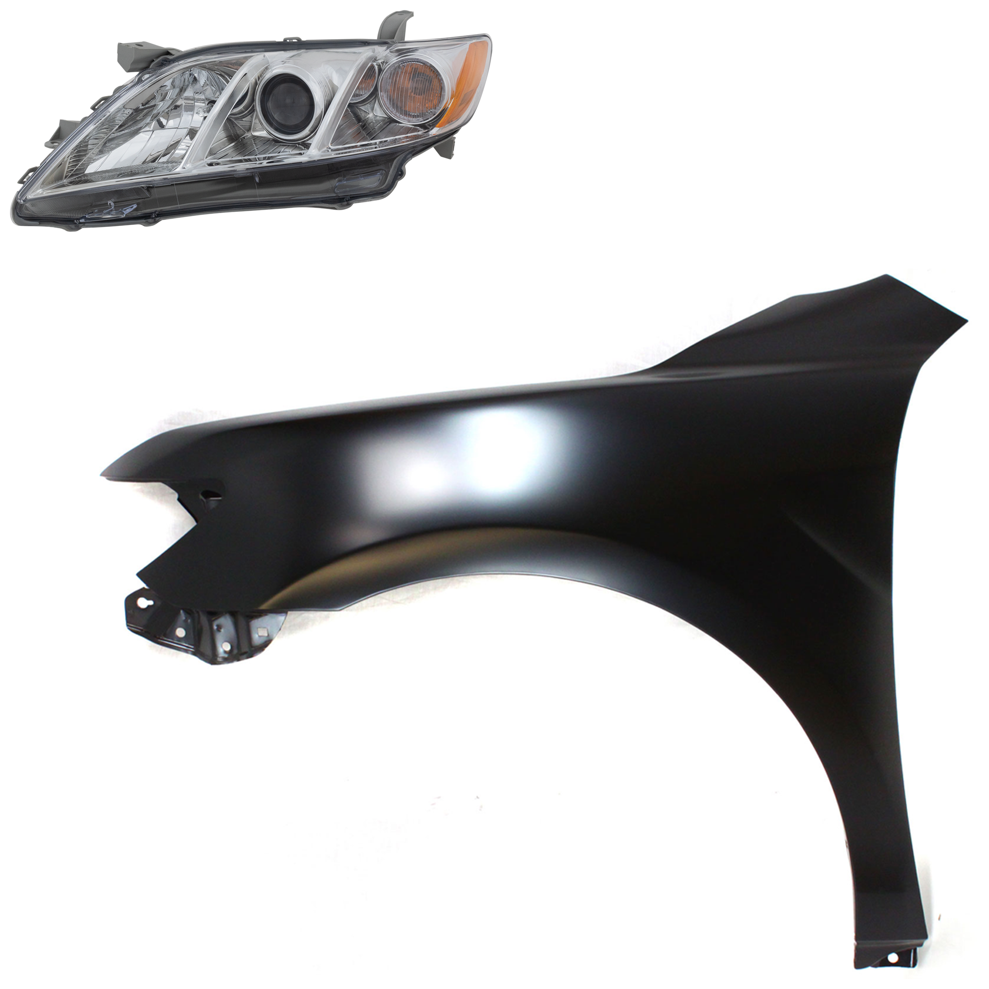 AM CAMRY 07-09 HEAD LAMP LH Assembly Halogen 2 pc Kit with Fender CAPA SKU KIT 031323-2305 Partslink TO1240211C TO2502197C OEM 5380206120-8115006B90