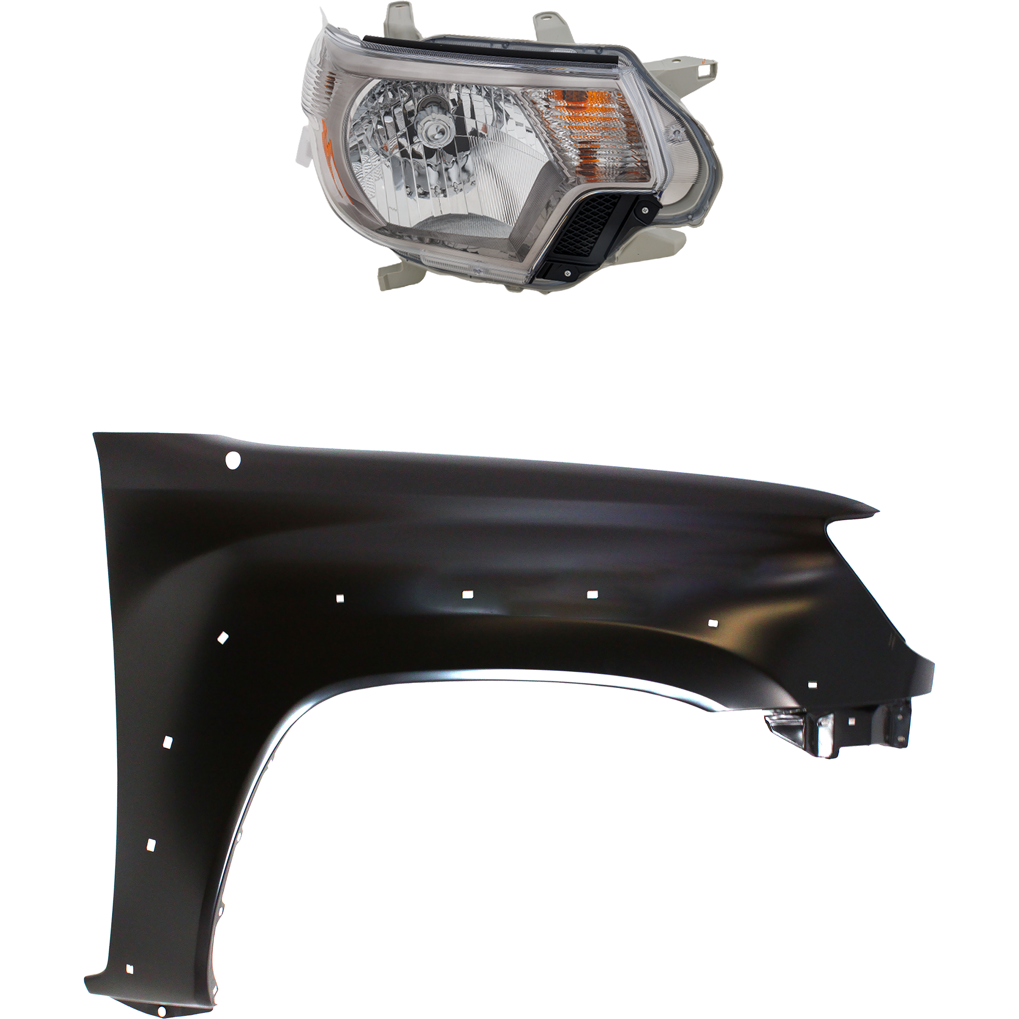 AM TACOMA 14-15 HEAD LAMP RH Assembly 2 pc Kit with Fender SKU KIT 031323-23104 Partslink TO2503232 TO1241208 OEM 81-110-042-215-381-100-000