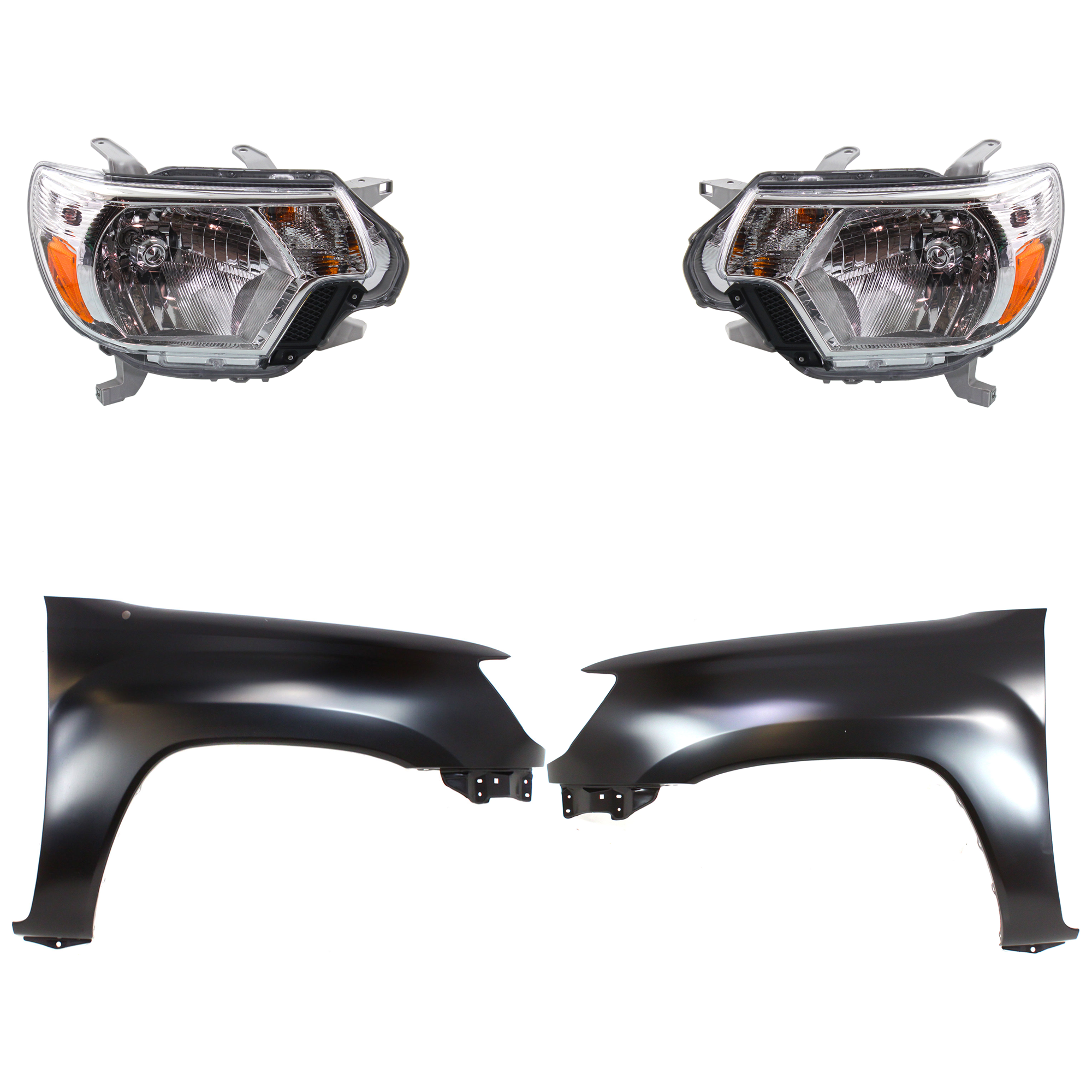 AM TACOMA 12-15 HEAD LAMP RH AND LH Assembly Halogen 4 pc Kit with Fenders SKU KIT 031323-23703 Partslink TO1240206C TO1241206C TO2502213C TO2503213C OEM 5381104090-5381204090-81110041