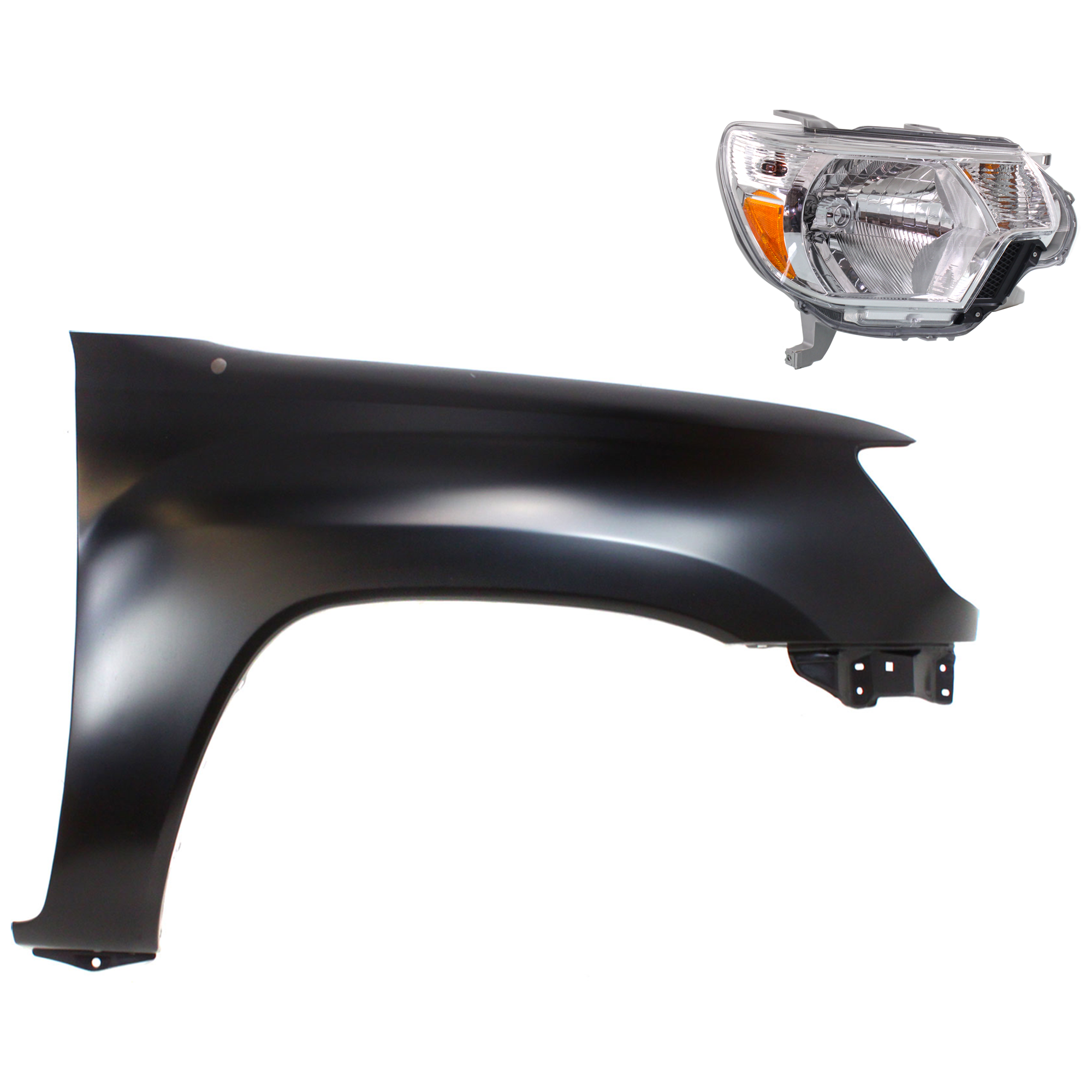 AM TACOMA 12-15 HEAD LAMP RH Assembly Halogen 2 pc Kit with Fender SKU KIT 031323-23704 Partslink TO1241206C TO2503213C OEM 5381104090-8111004181