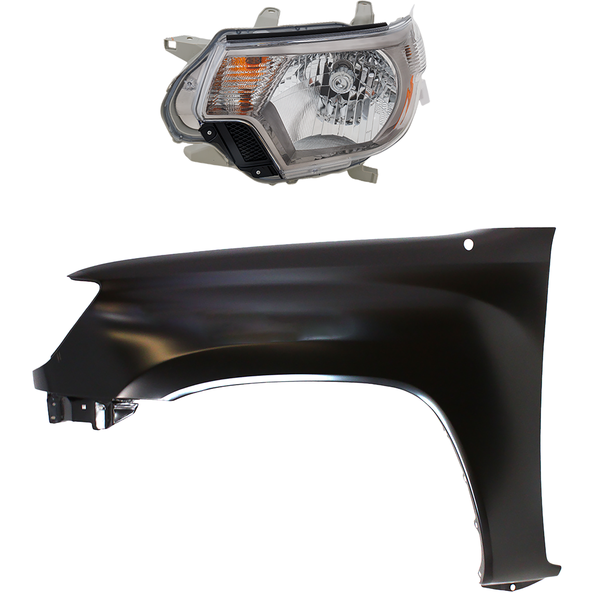 AM TACOMA 14-15 HEAD LAMP LH Assembly Halogen 2 pc Kit with Fender CAPA SKU KIT 031323-23805 Partslink TO1240206C TO2502232C OEM 5381204090-8115004221