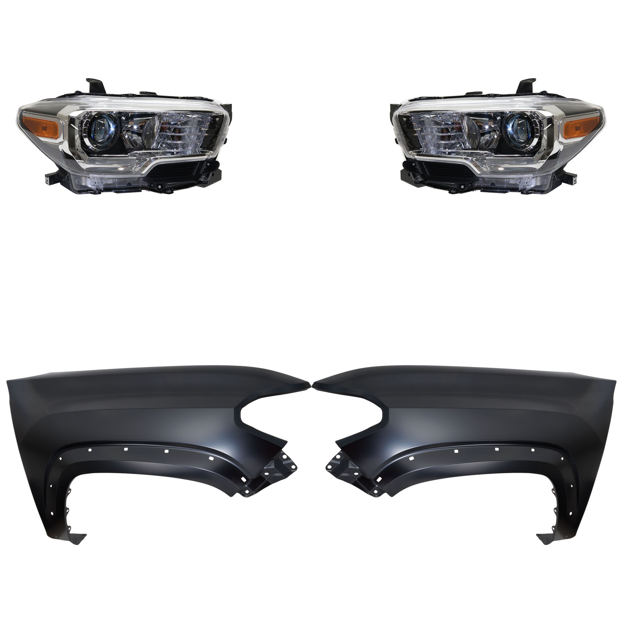 AM TACOMA 16-17 HEAD LAMP RH AND LH Assembly Halogen 4 pc Kit with Fender CAPA SKU KIT 031323-24103 Partslink TO1240262C TO1241262C TO2502243C TO2503243C OEM 5381104120-5381204120-81110042