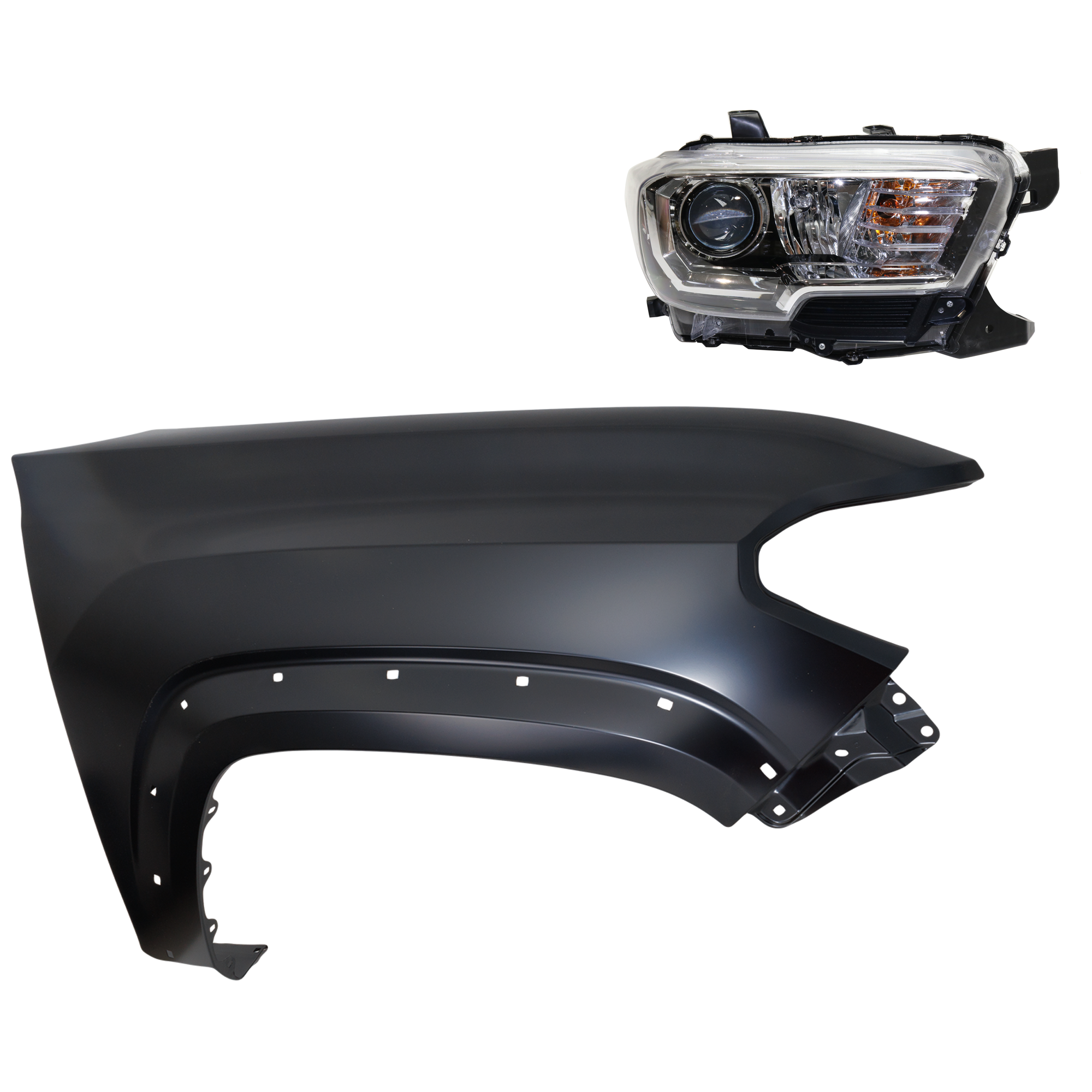 AM TACOMA 16-17 HEAD LAMP RH Assembly Halogen 2 pc Kit with Fender CAPA SKU KIT 031323-24104 Partslink TO1241262C TO2503243C OEM 5381104120-8111004260