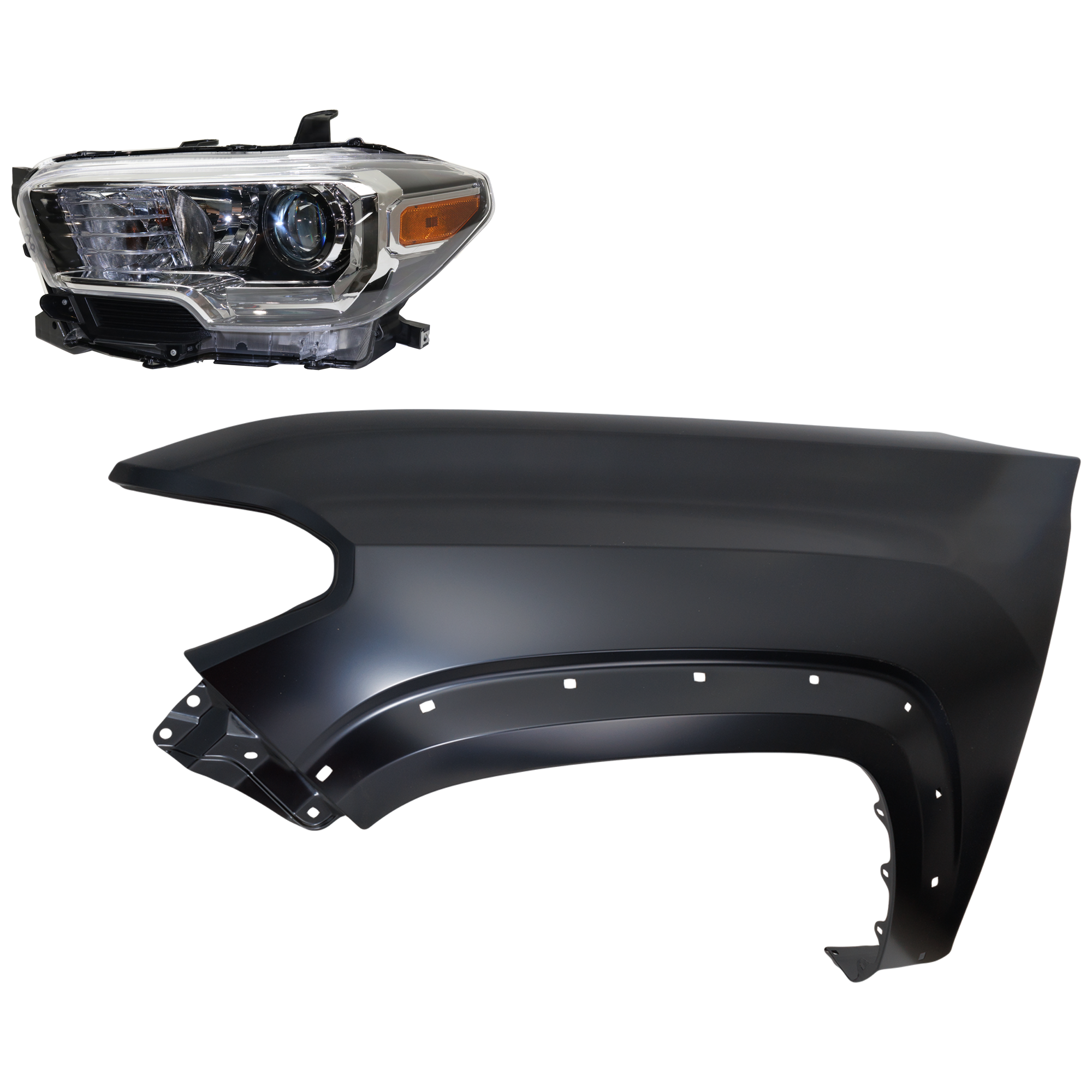 AM TACOMA 16-17 HEAD LAMP LH Assembly Halogen 2 pc Kit with Fender CAPA SKU KIT 031323-24105 Partslink TO1240262C TO2502243C OEM 5381204120-8115004260