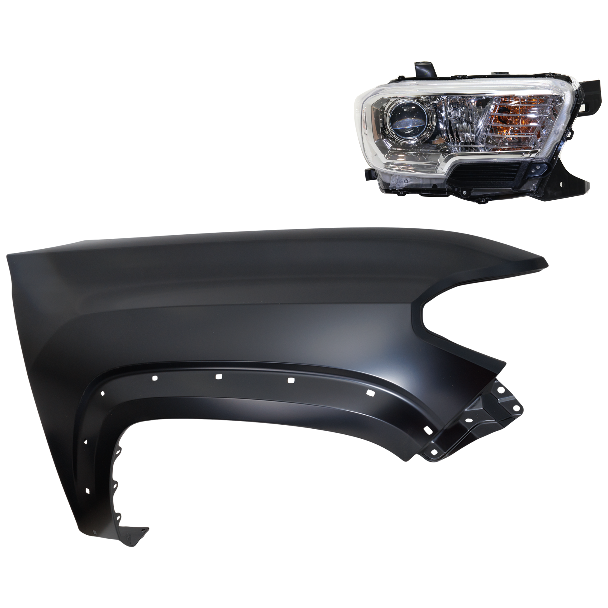 AM TACOMA 16-18 HEAD LAMP RH Assembly Halogen 2 pc Kit with Fender CAPA SKU KIT 031323-24204 Partslink TO1241262C TO2503242C OEM 5381104120-8111004250