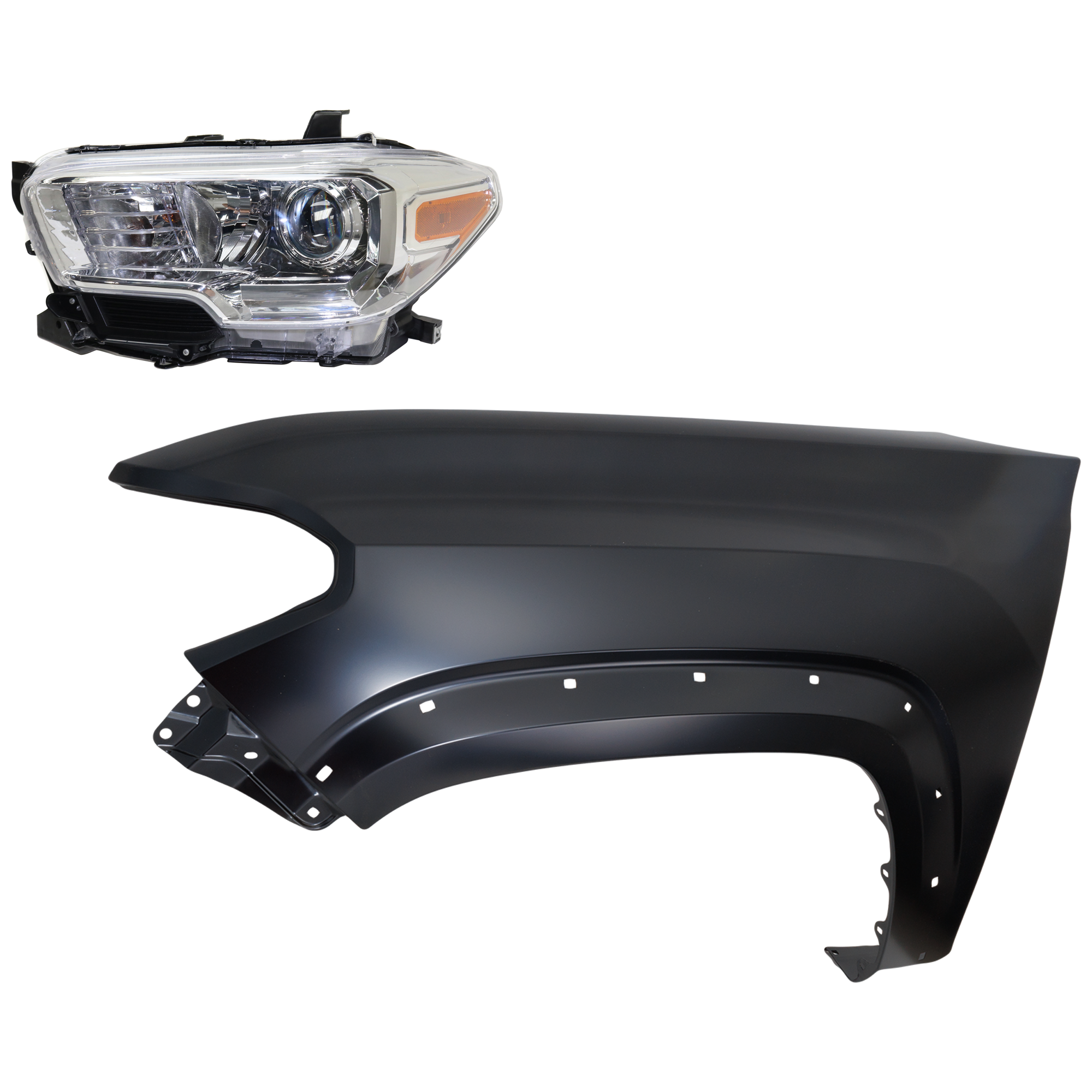 AM TACOMA 16-18 HEAD LAMP LH Assembly Halogen 2 pc Kit with Fender CAPA SKU KIT 031323-24205 Partslink TO1240262C TO2502242C OEM 5381204120-8115004250