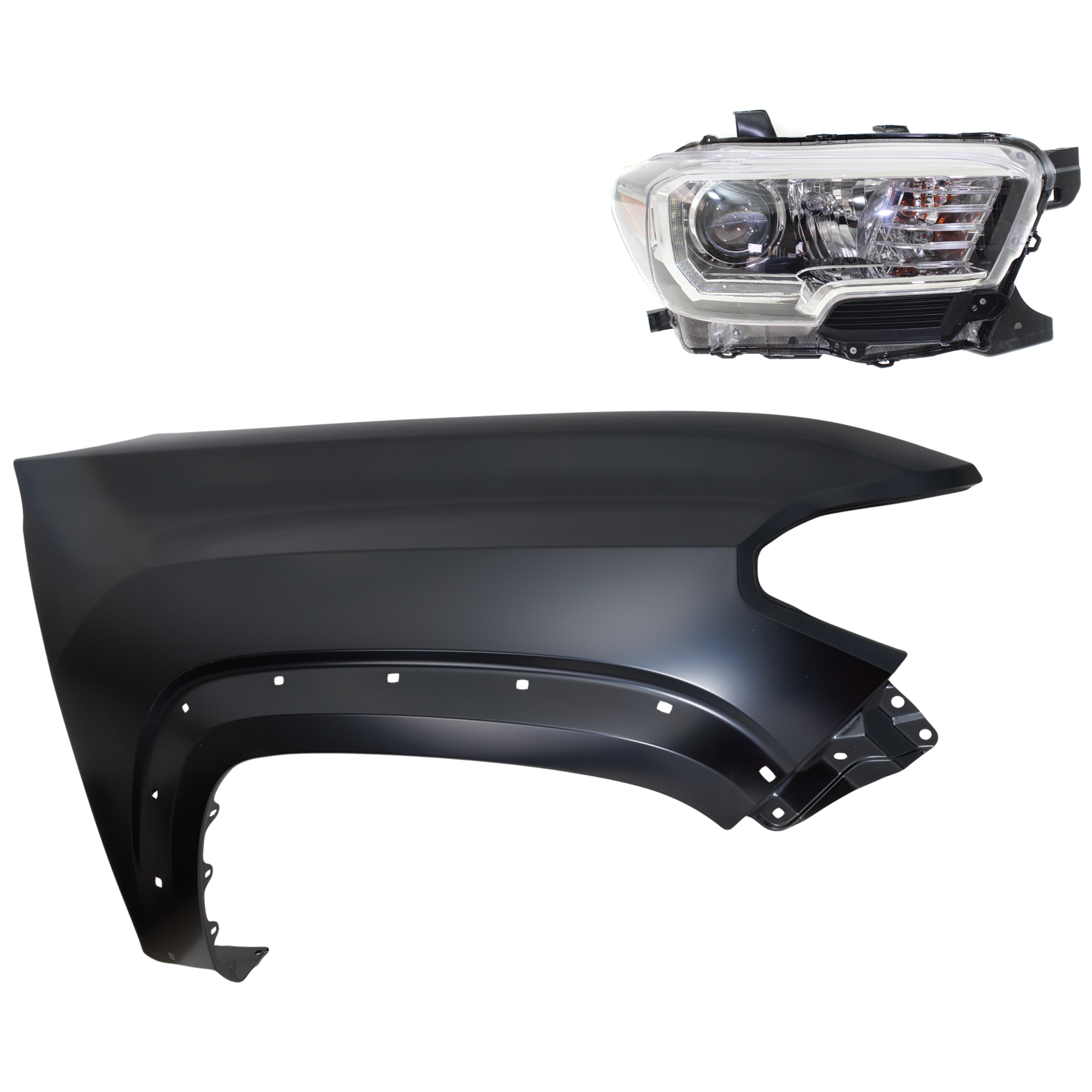AM TACOMA 16-23 HEAD LAMP RH Assembly Halogen 2 pc Kit with Fender CAPA SKU KIT 031323-24304 Partslink TO1241262C TO2503244C OEM 5381104120-8111004270
