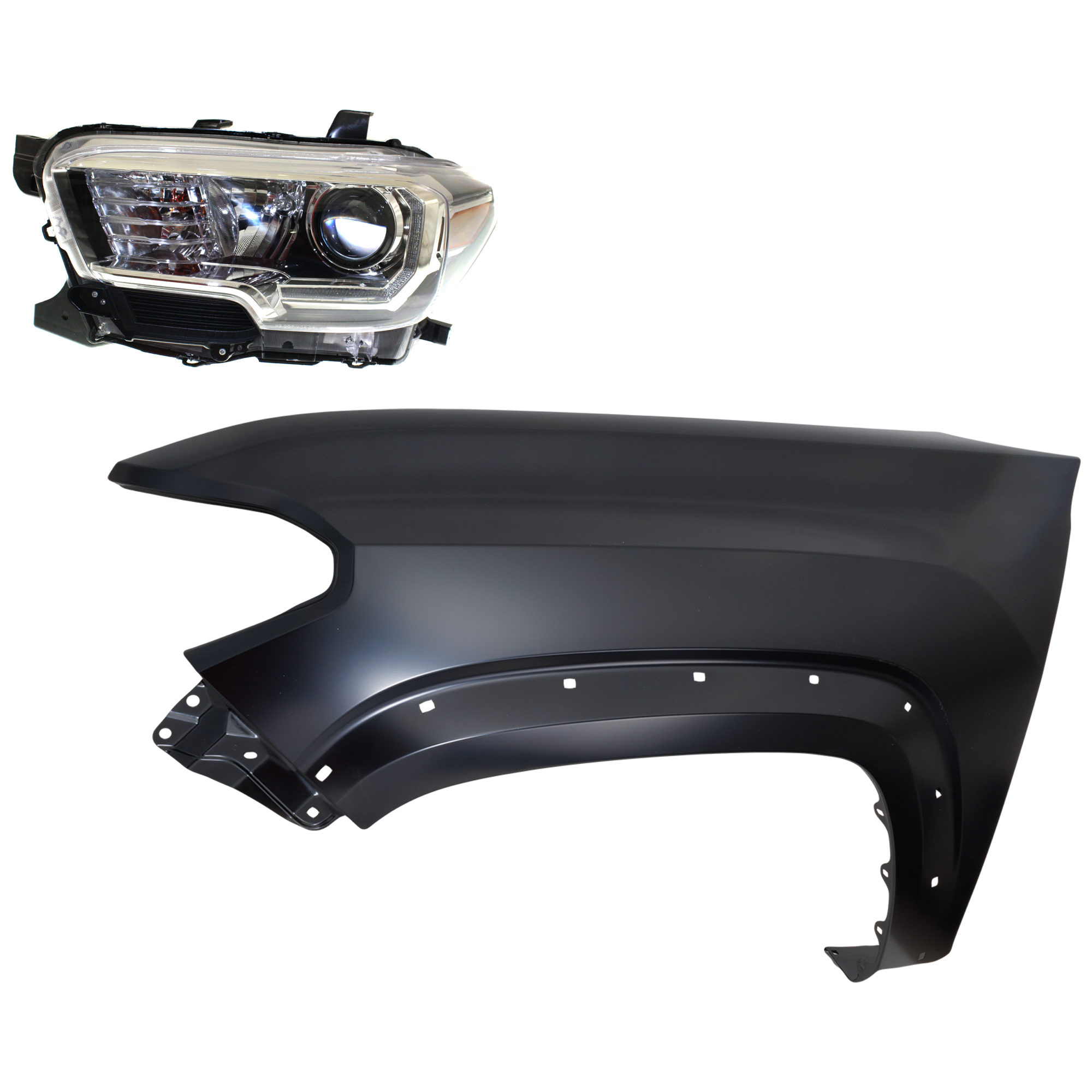 AM TACOMA 16-23 HEAD LAMP LH Assembly Halogen 2 pc Kit with Fender CAPA SKU KIT 031323-24305 Partslink TO1240262C TO2502244C OEM 5381204120-8115004270