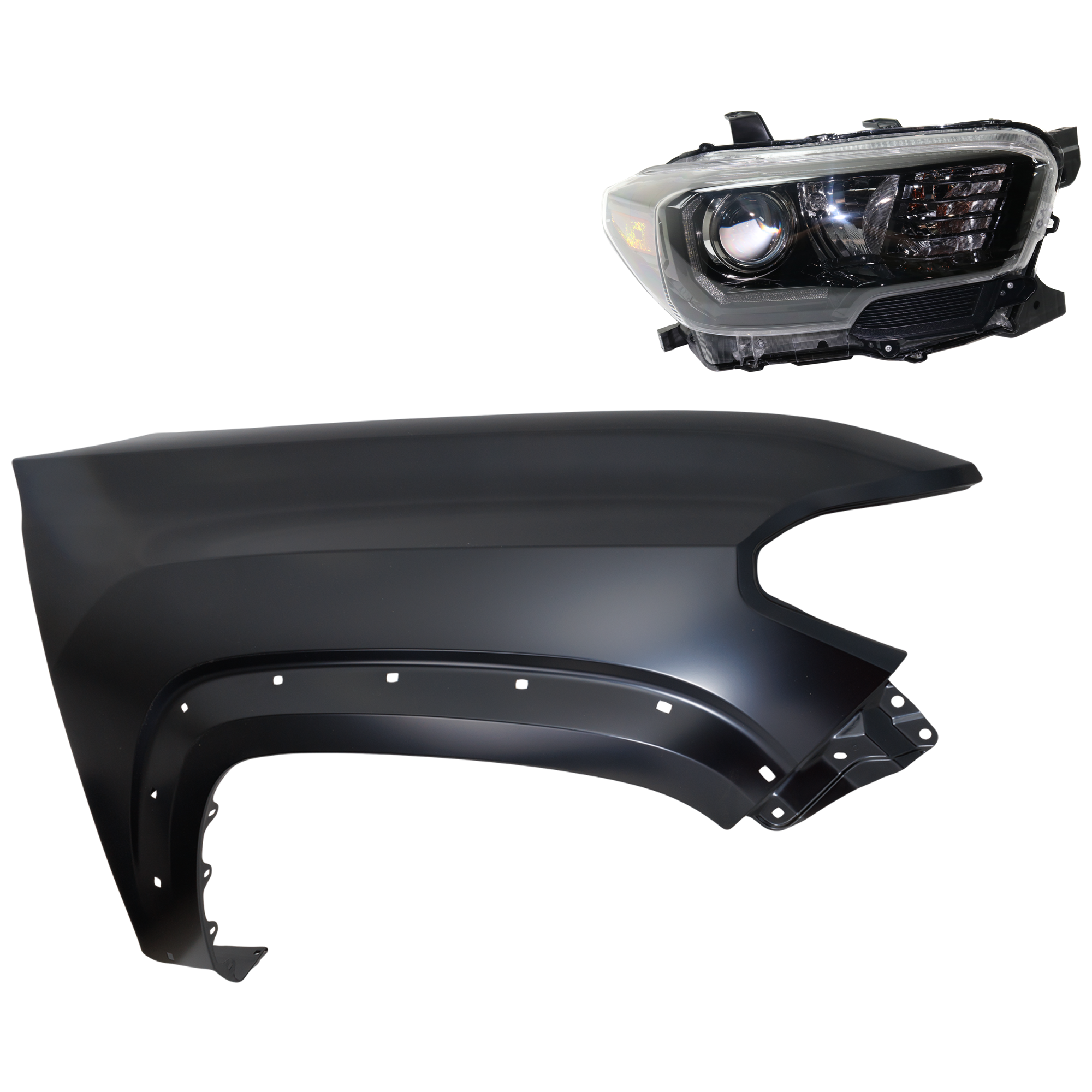 AM TACOMA 17-19 HEAD LAMP RH Assembly Halogen 2 pc Kit with Fender CAPA SKU KIT 031323-24404 Partslink TO1241262C TO2503254C OEM 5381104120-8111004280
